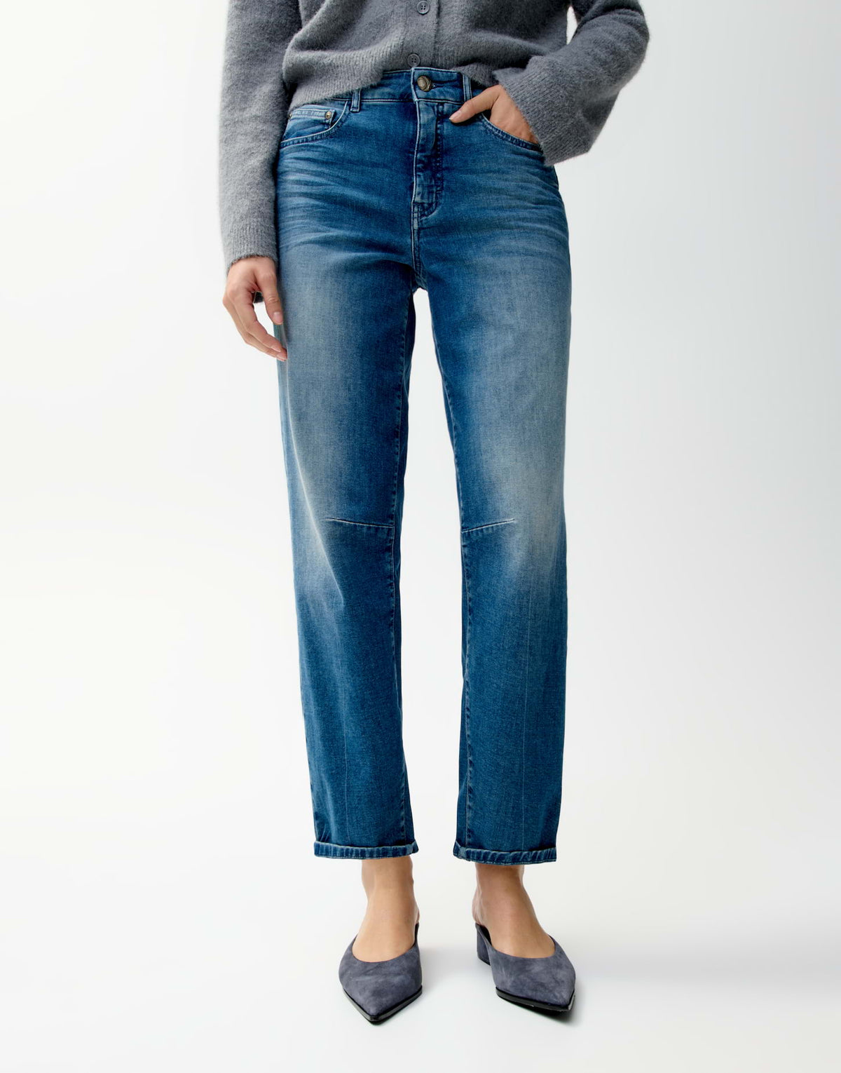 Opus Pants Damen Jeans Mid Blue
