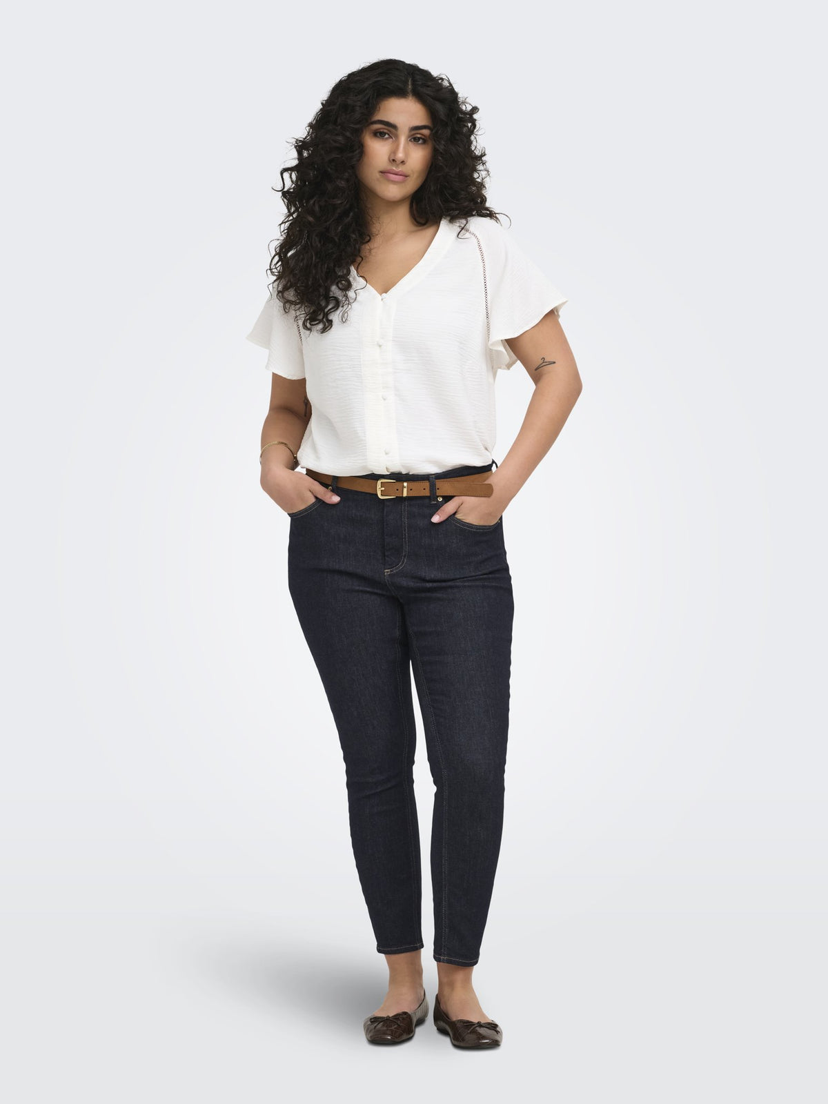 Only Carmakoma Damen Jeans Dark Blue Denim