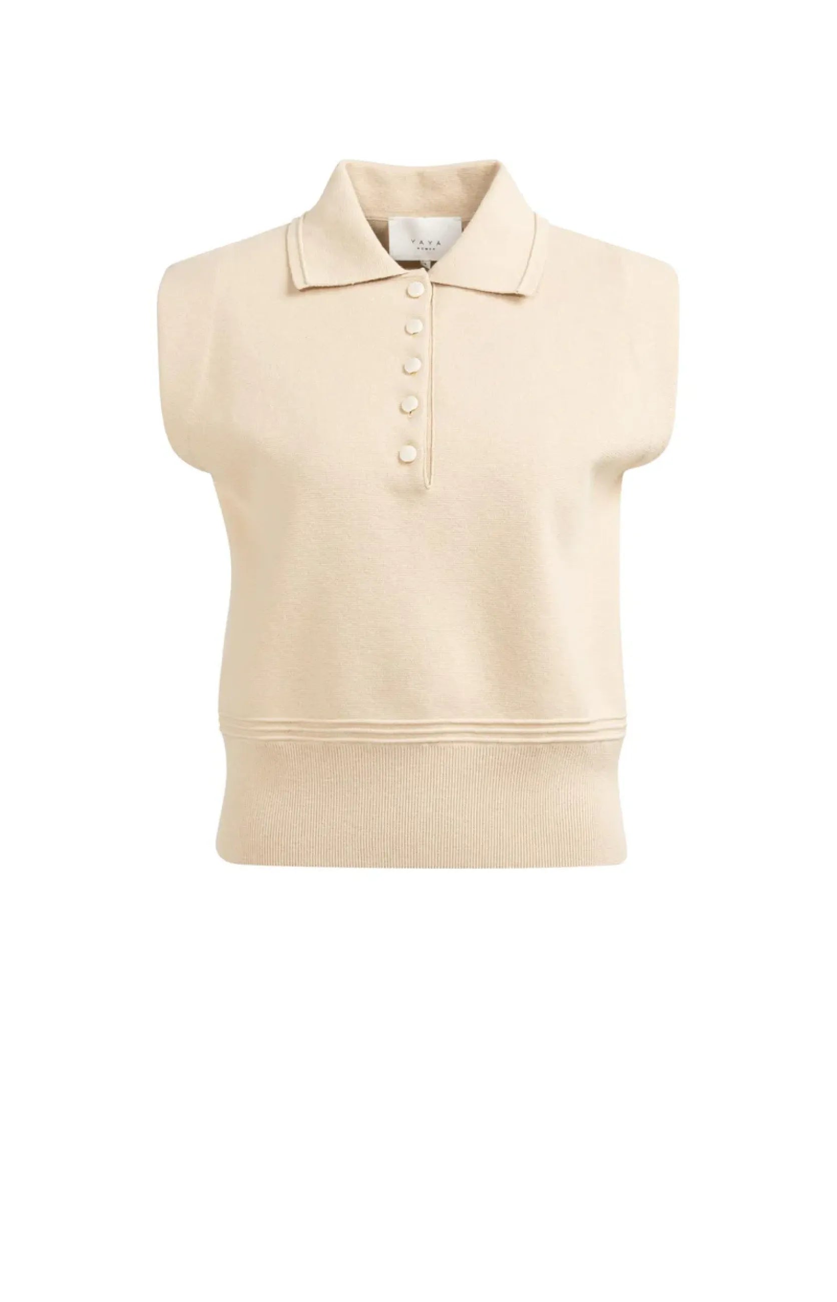 Ärmelloser Pullover mit Kragen und Knöpfen