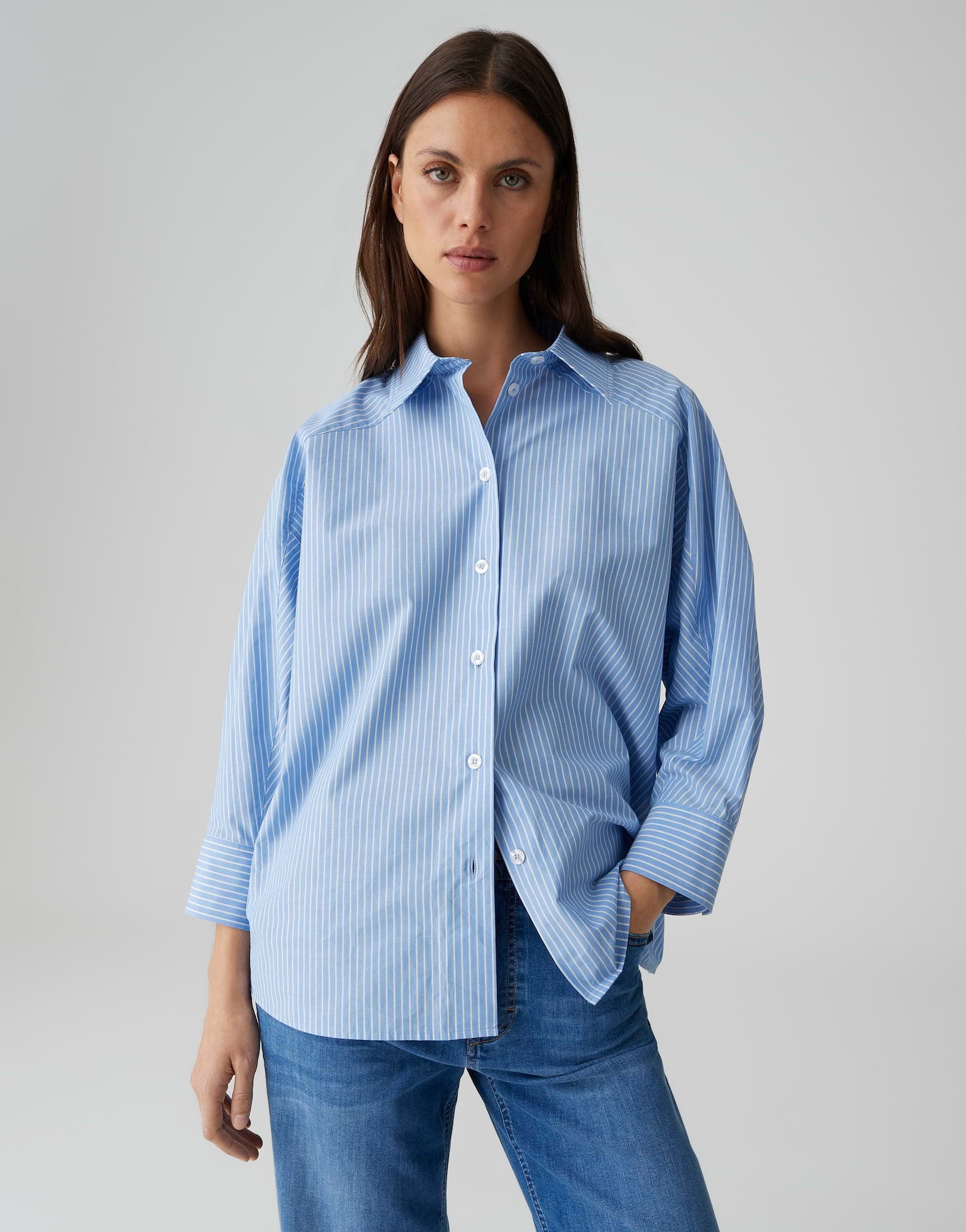 Opus Pants Damen Blusen Water Blu