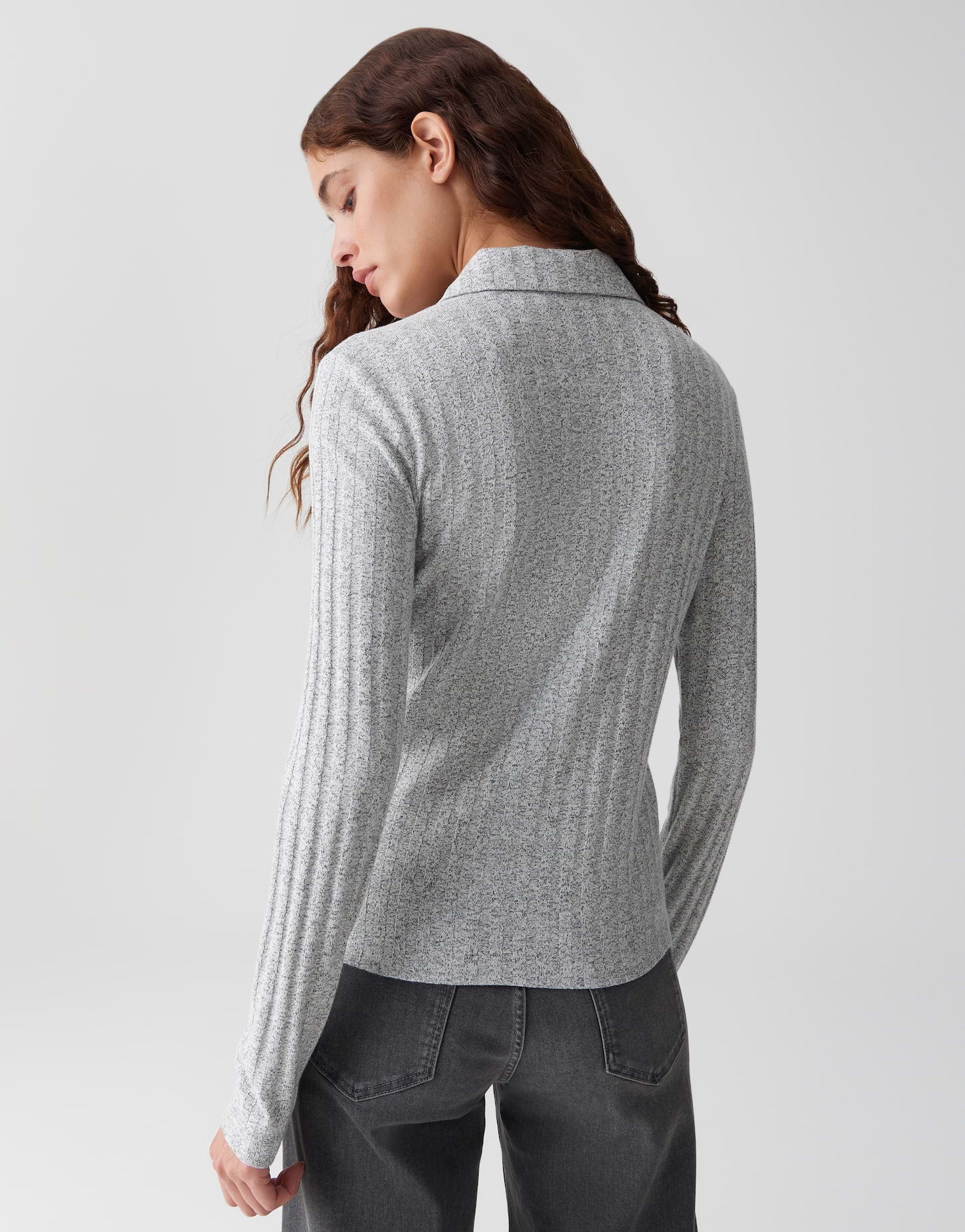 Opus Damen T-Shirts Hazy Fog Melang