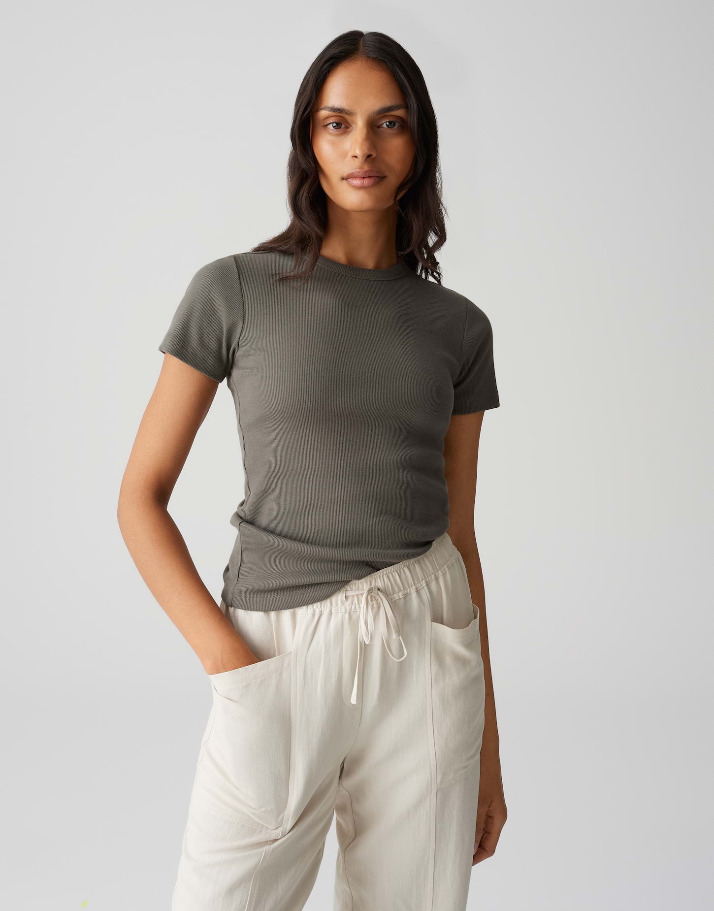 Opus Damen T-Shirts Olive Leaf