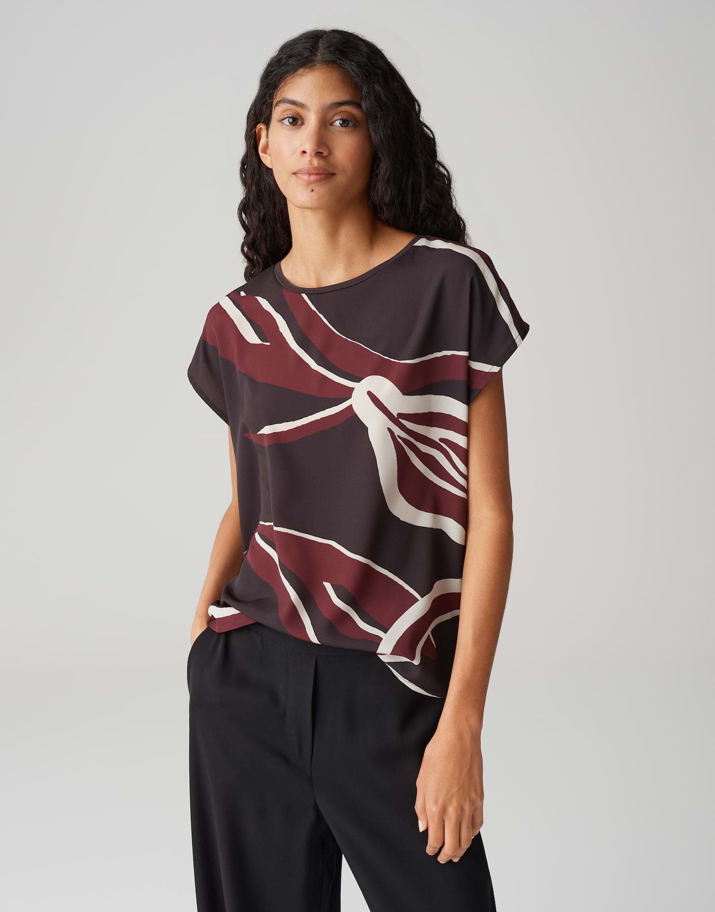 Opus Damen T-Shirts Midnight Brown