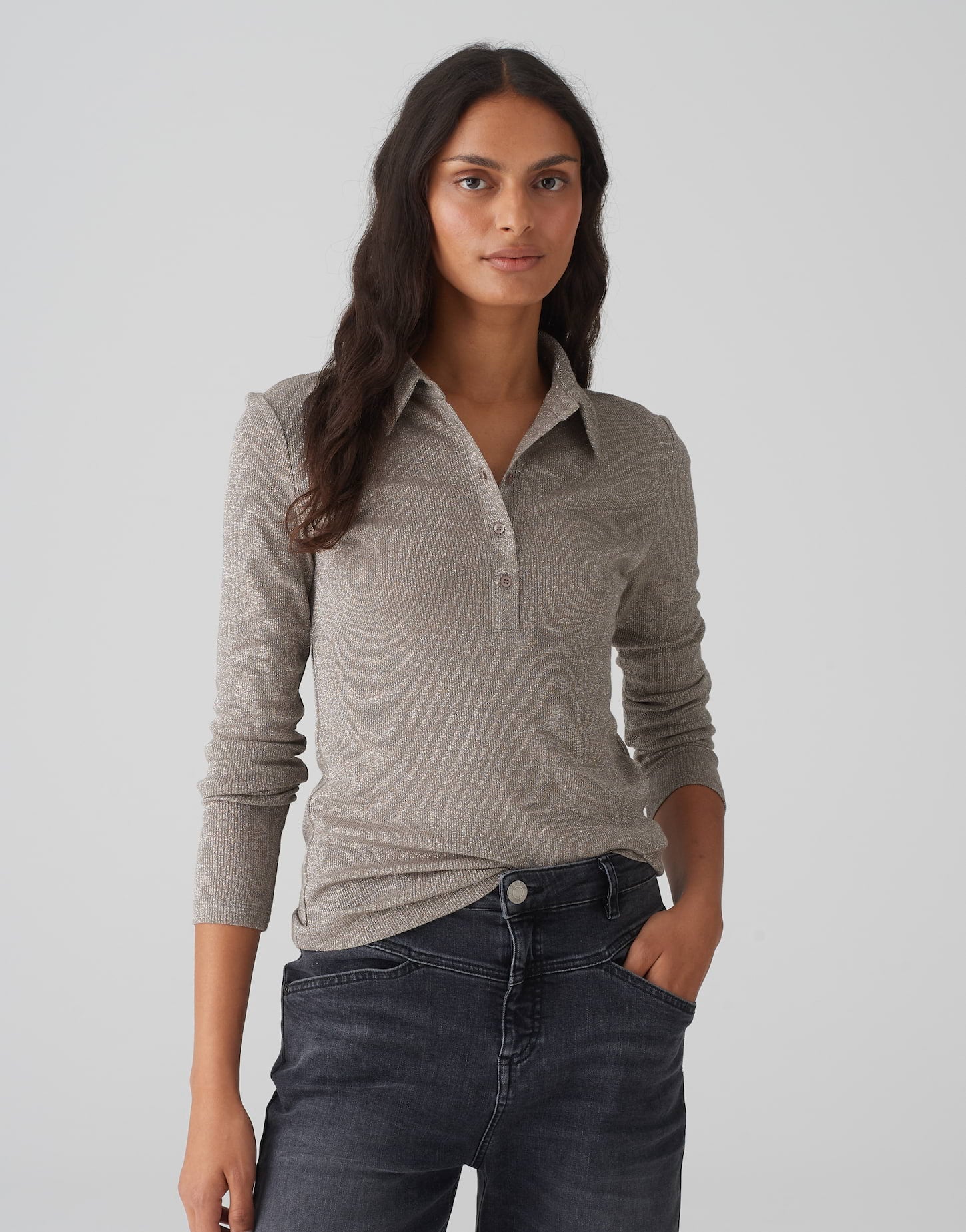 Opus Damen T-Shirts Warm Taupe