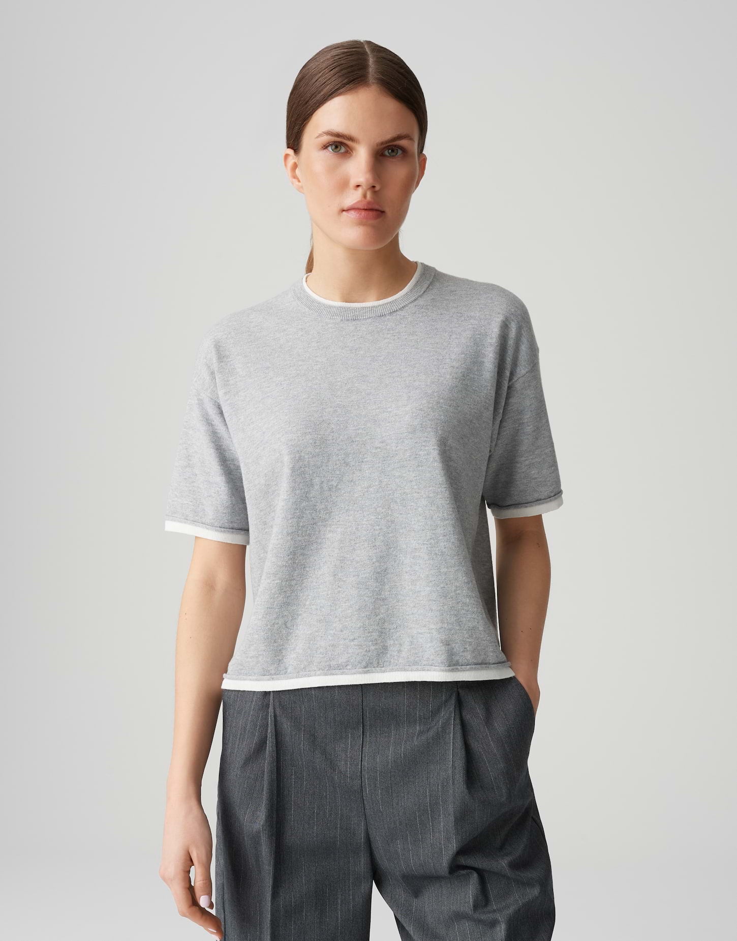 Opus Damen Pullover Hazy Fog Melang