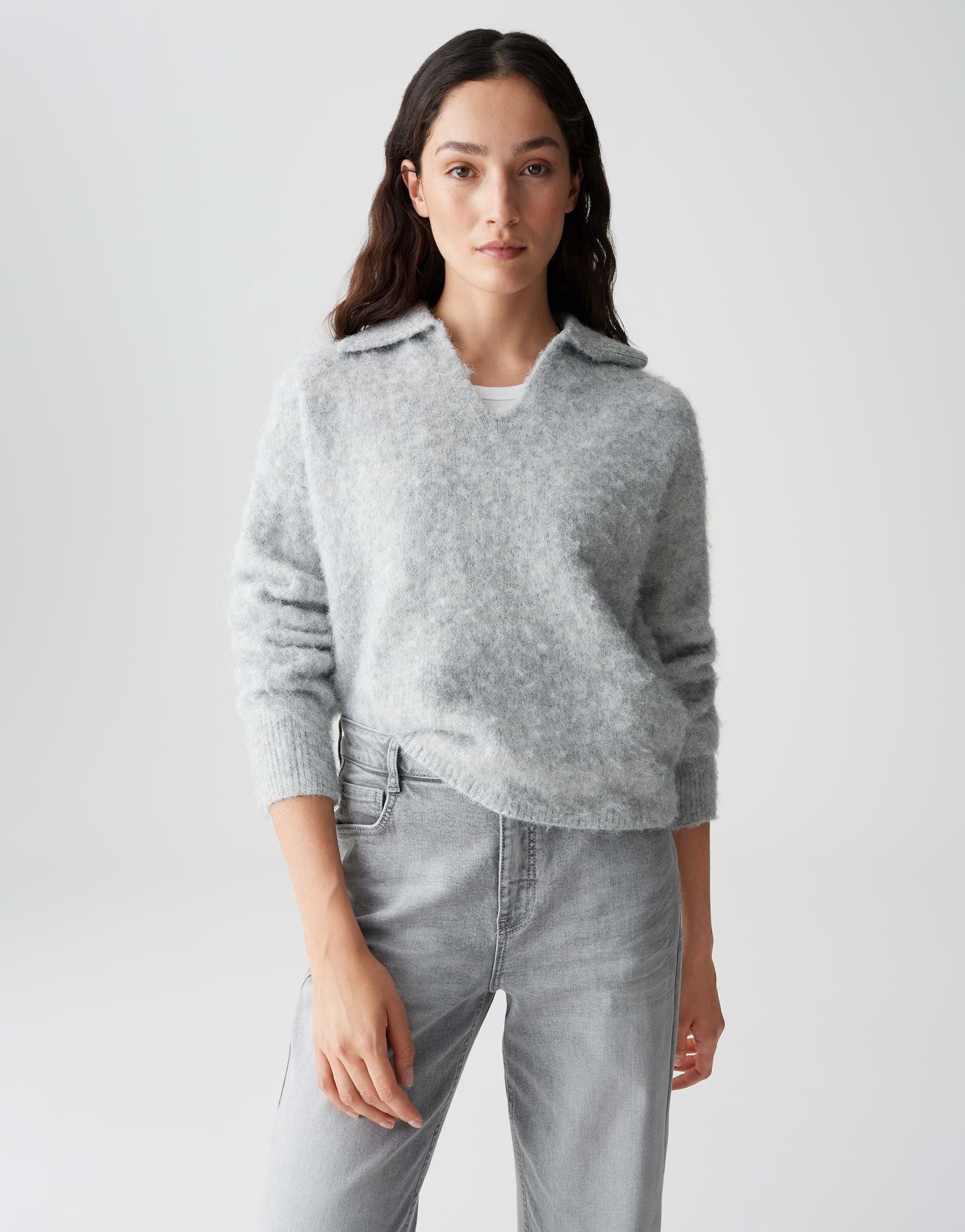 Opus Damen Pullover Hazy Fog Melang