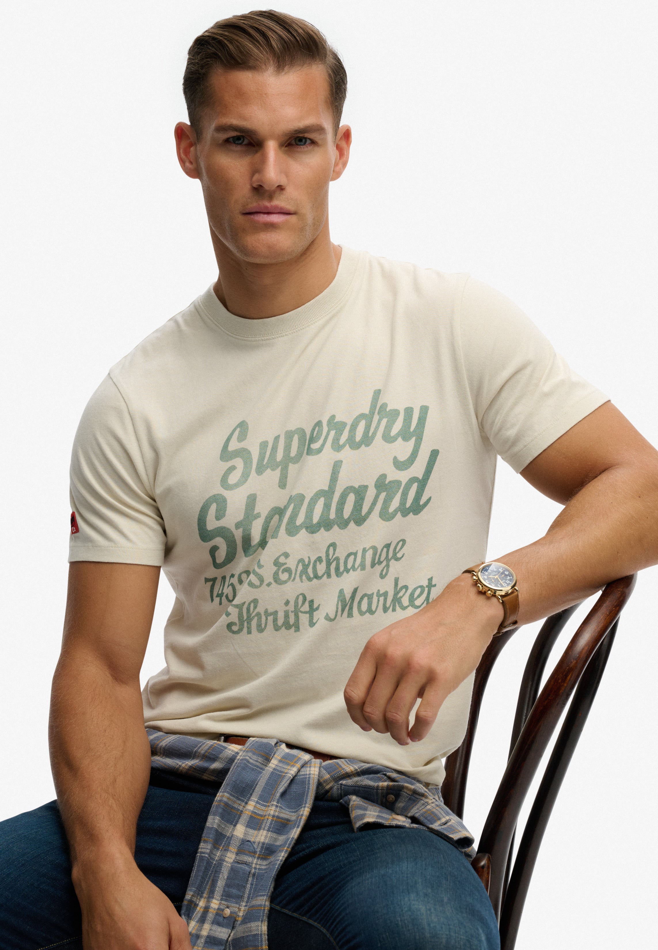 Superdry Men Herren T-Shirts kurz Lg Oatmeal Bei