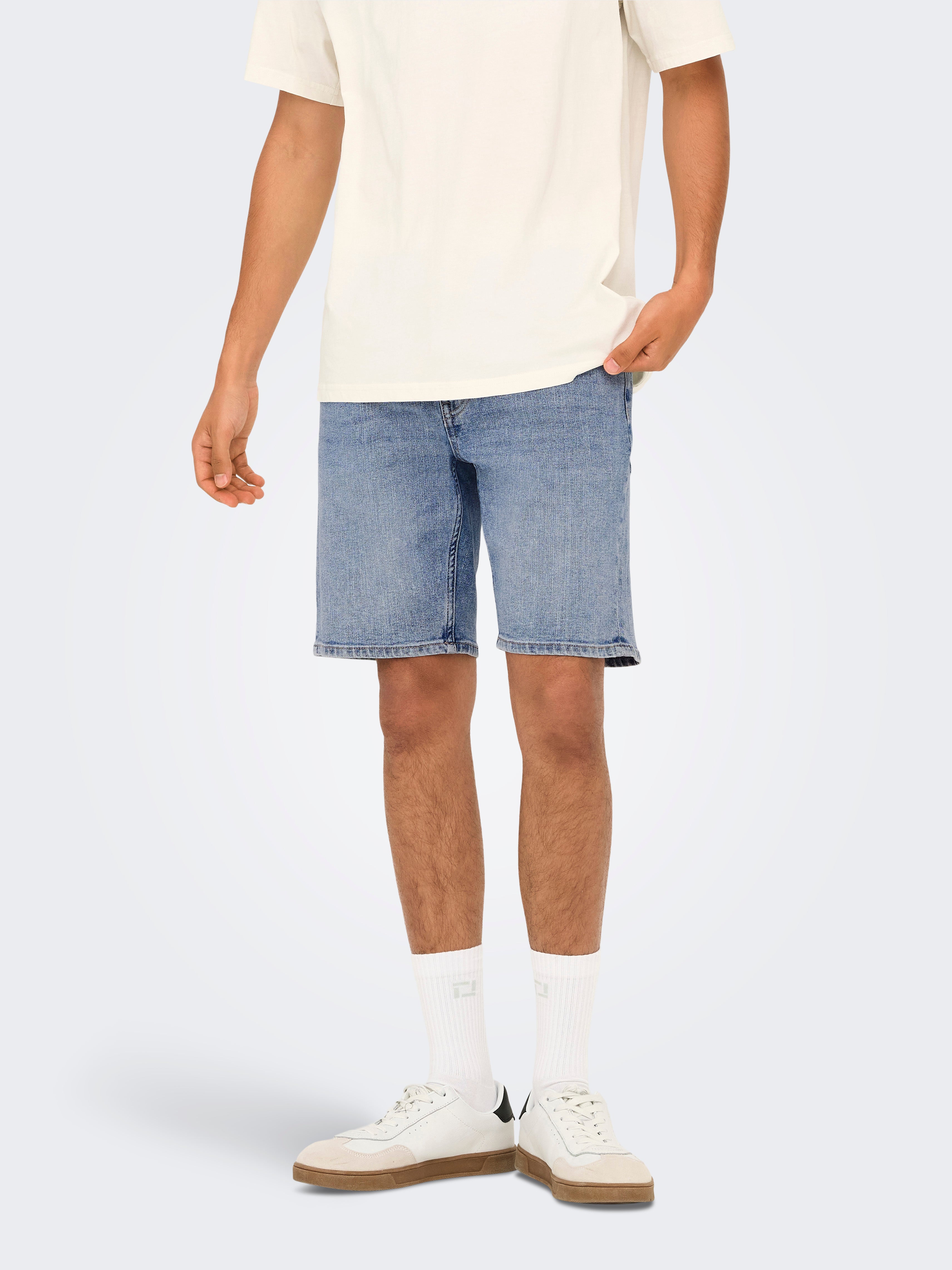 Only & Sons Herren Shorts Light Blue Deni