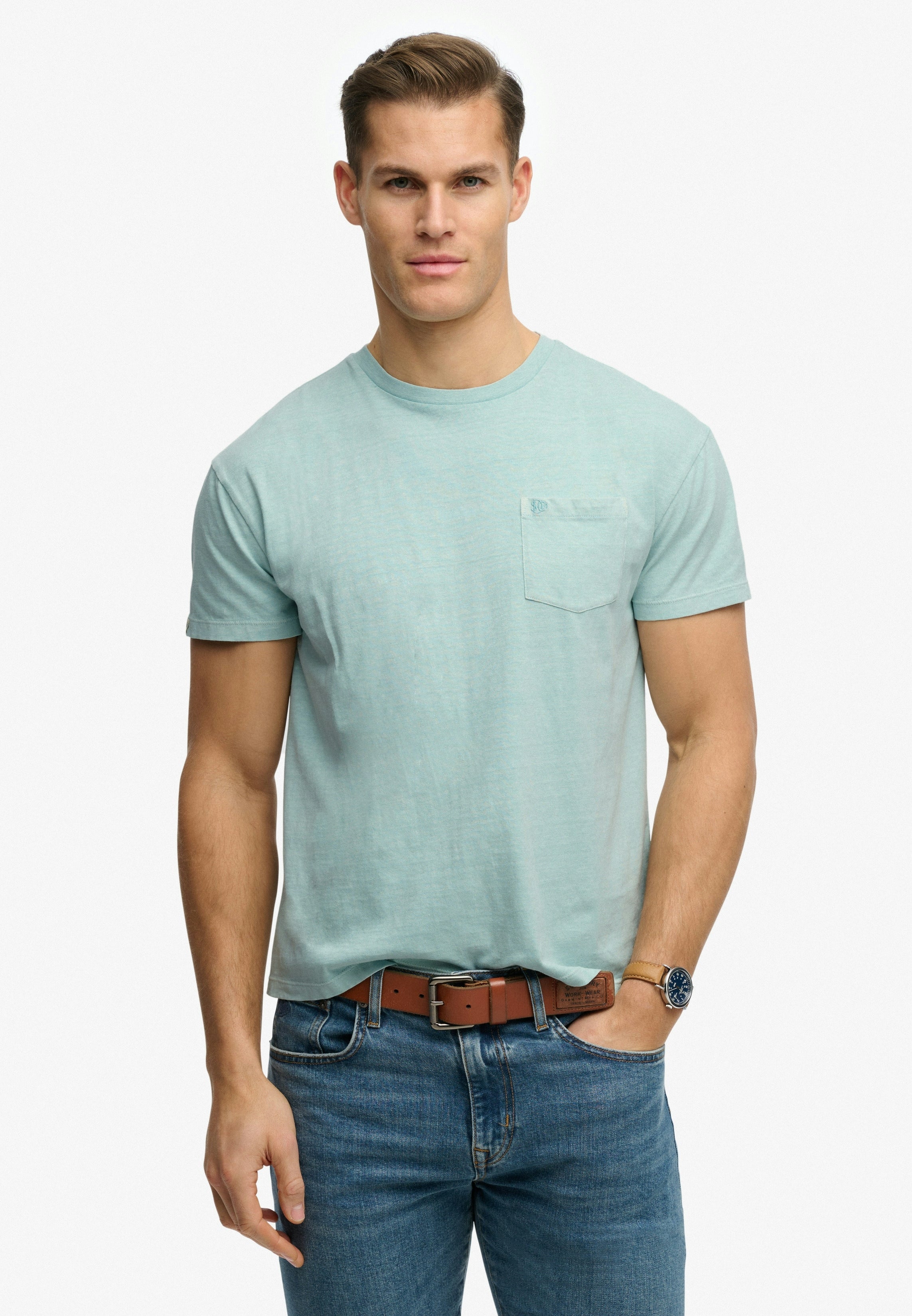 Superdry Men Herren T-Shirts kurz Wt Aquamarine