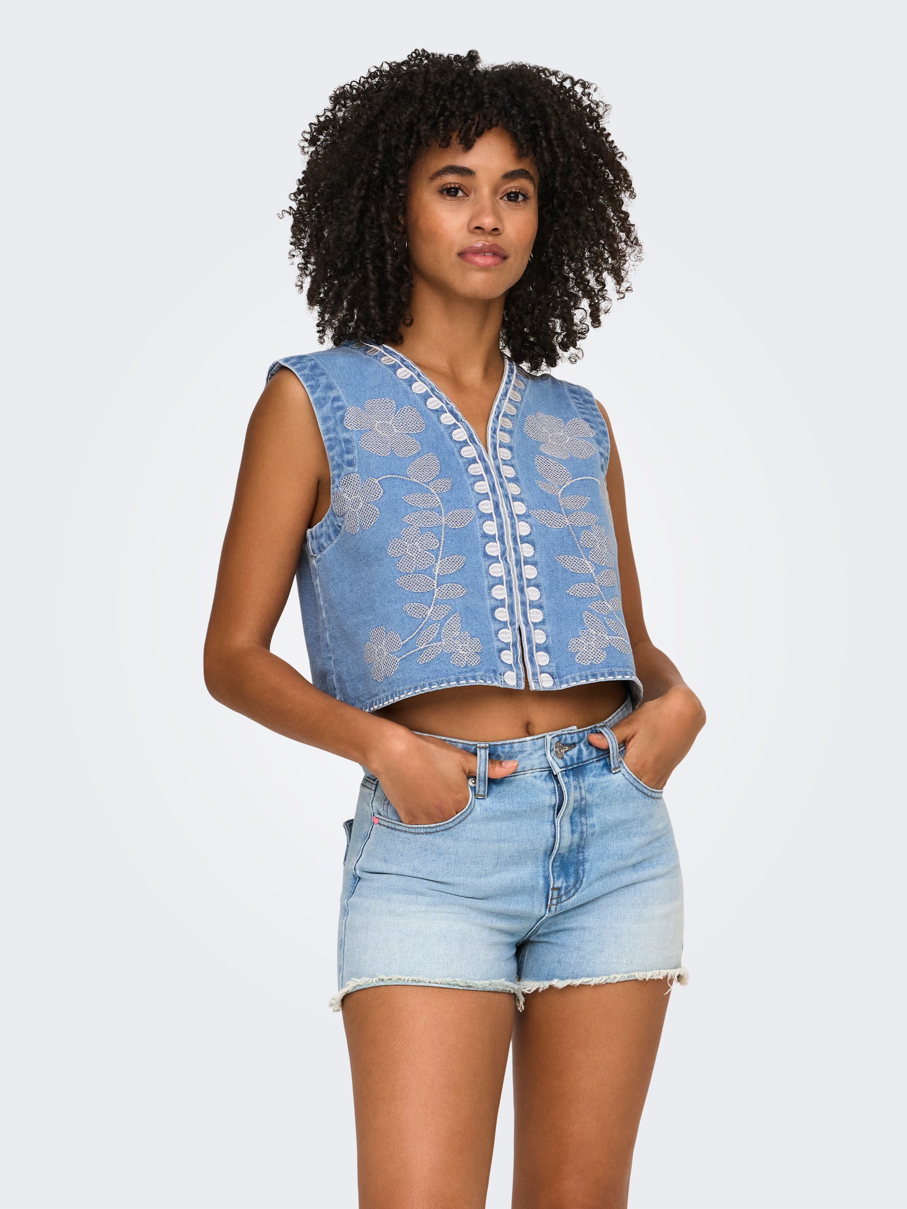 Only Damen Indoorwesten Light Blue Deni