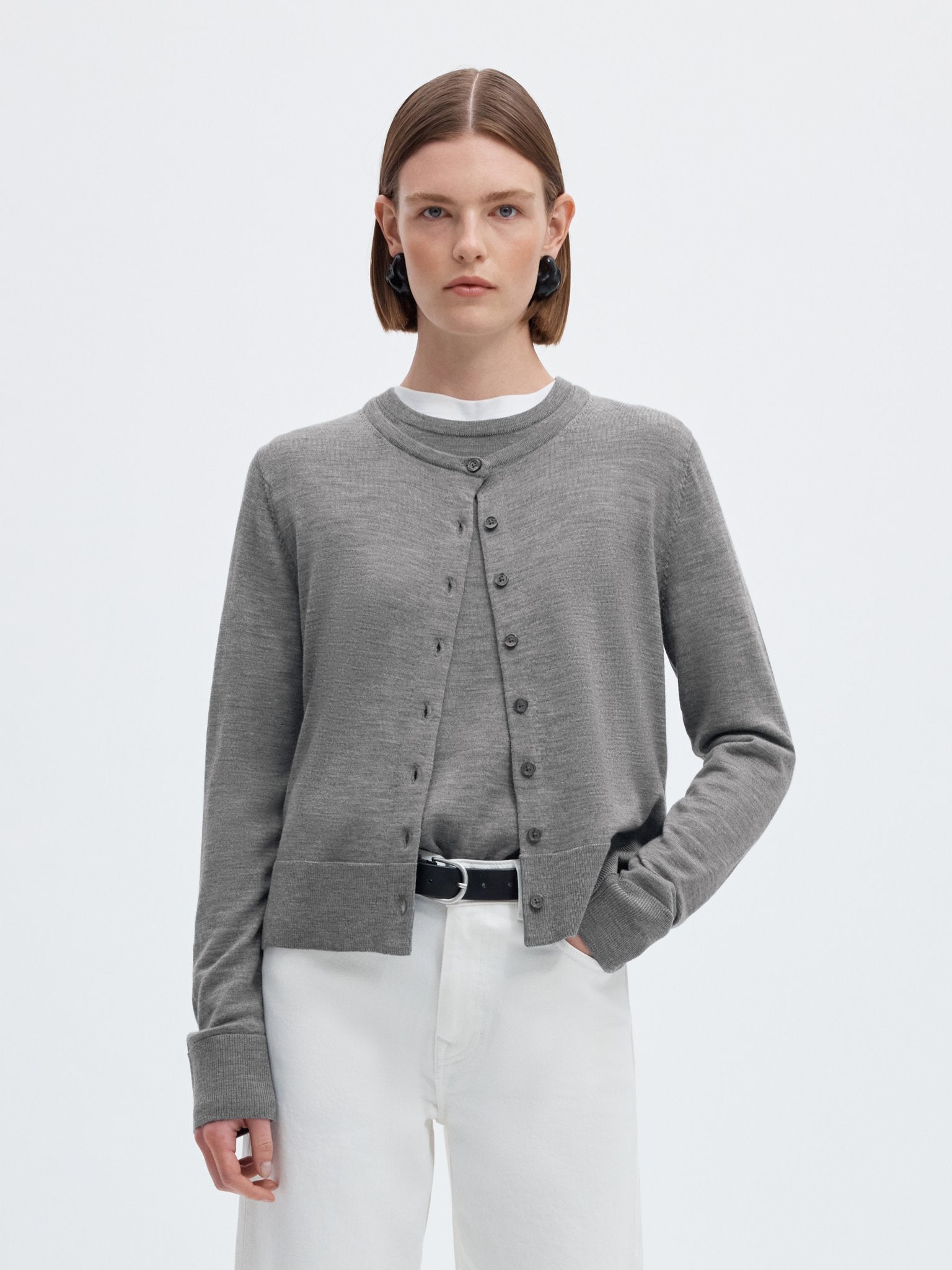 Selected Femme Damen Strickjacken Medium Grey Mel