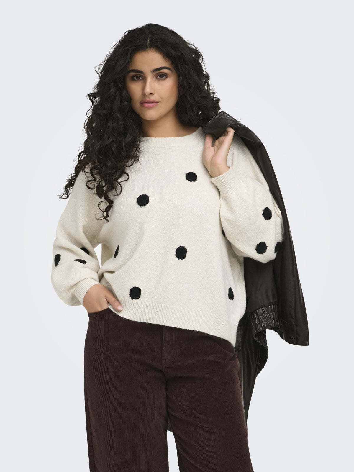 Only Carmakoma Damen Pullover Birch/Black/Mel