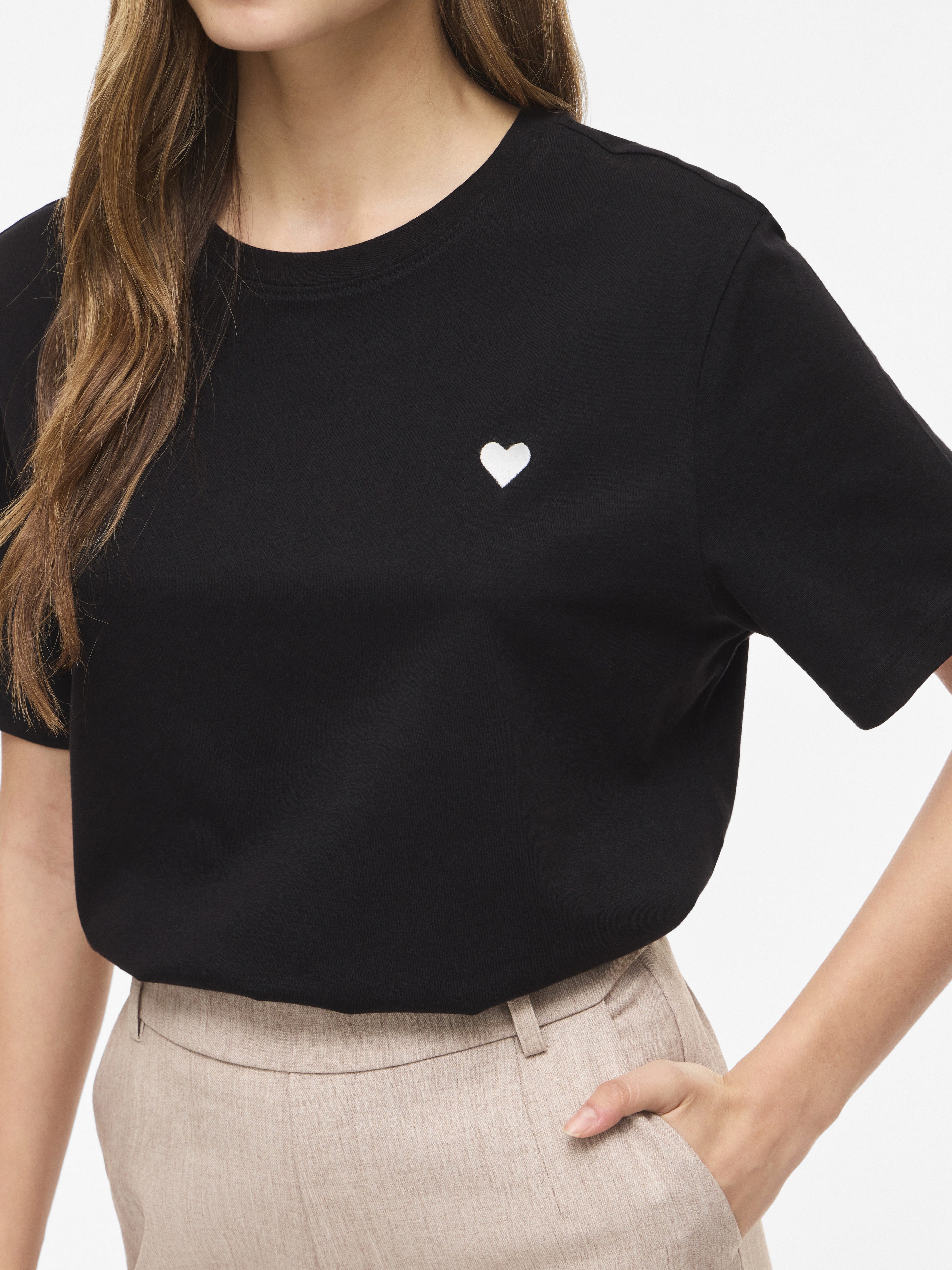 Vila Damen T-Shirts Black/Snow Whit