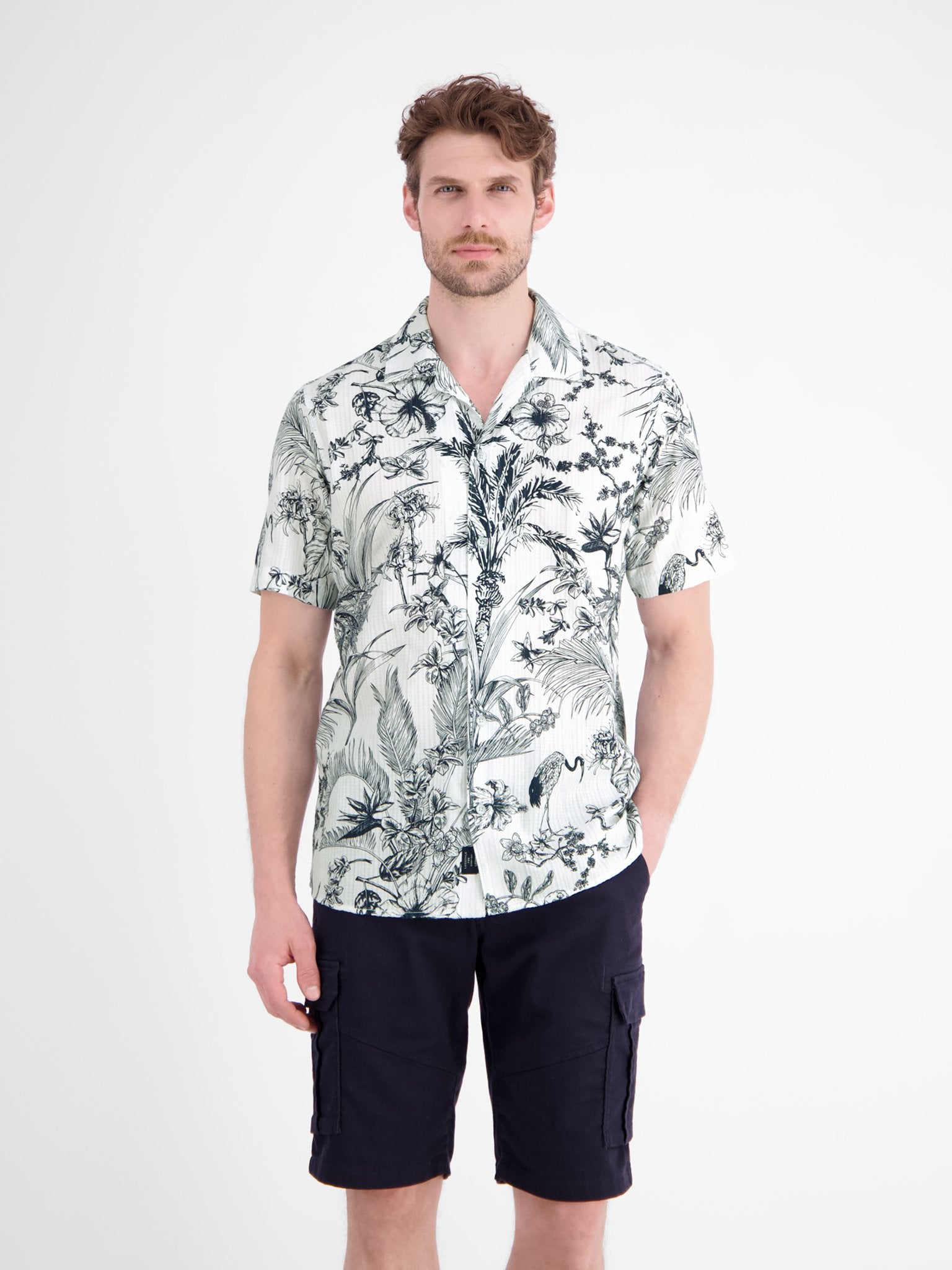 Lerros Herren Hemden kurz Broken White