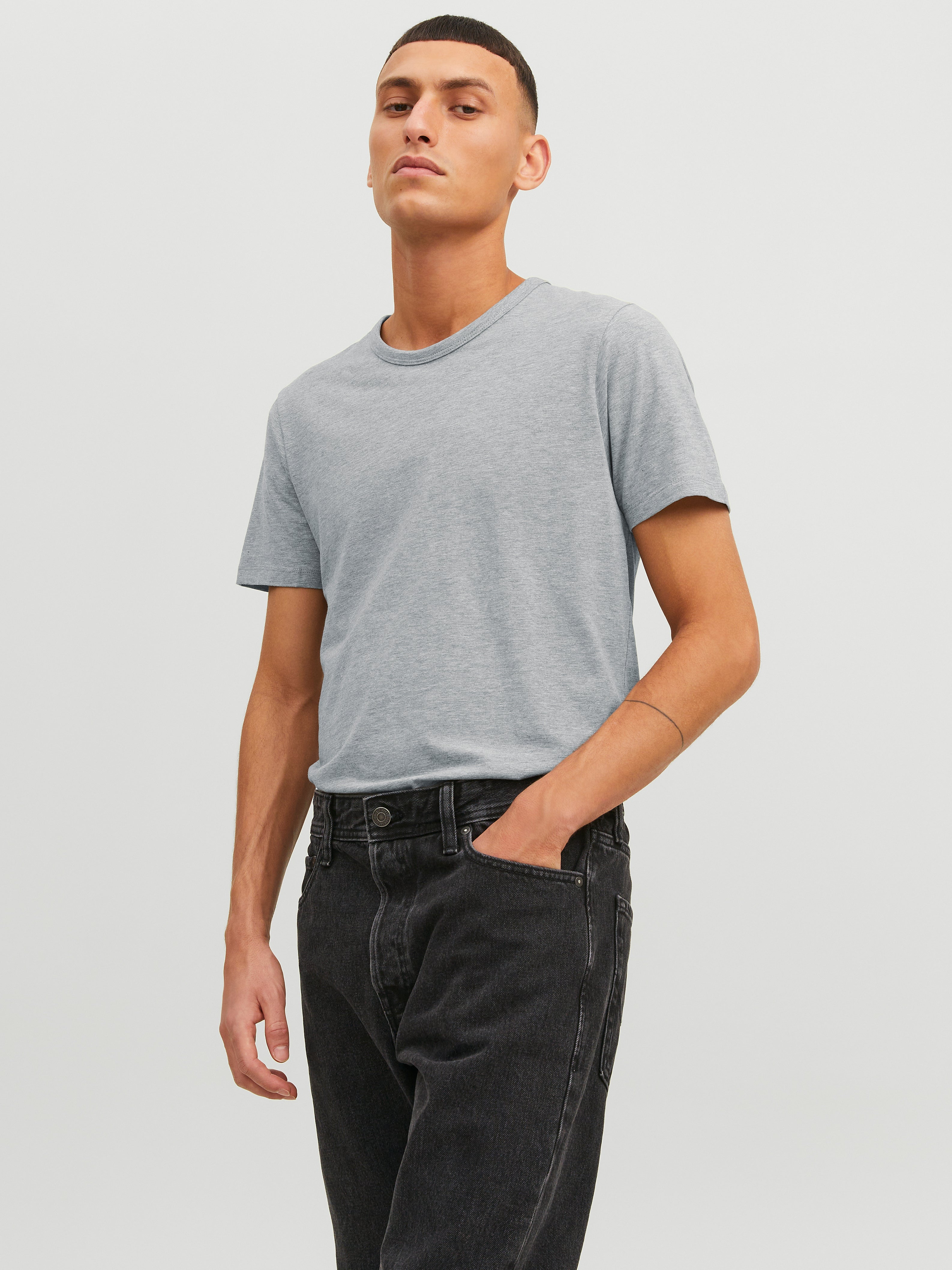 Jack & Jones Herren T-Shirts kurz Light Grey Mela