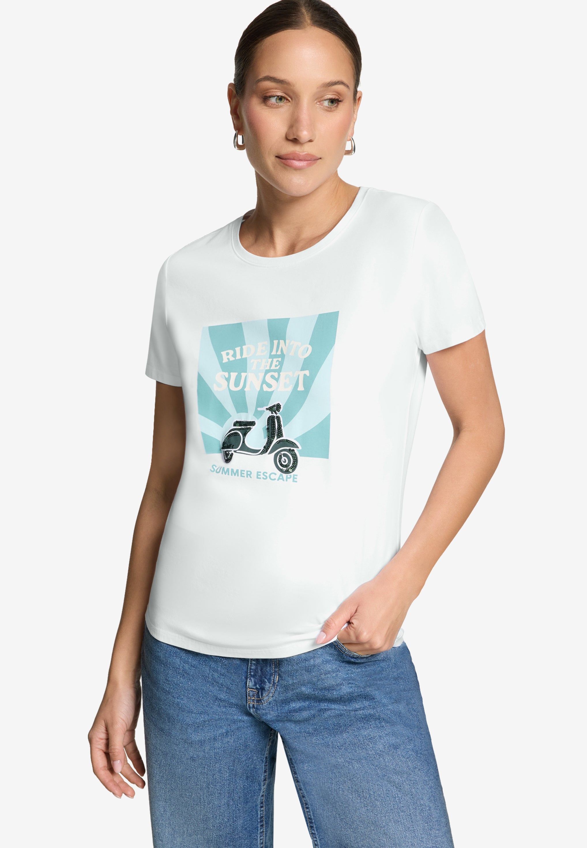 Zero Damen T-Shirts Patch White/Blu