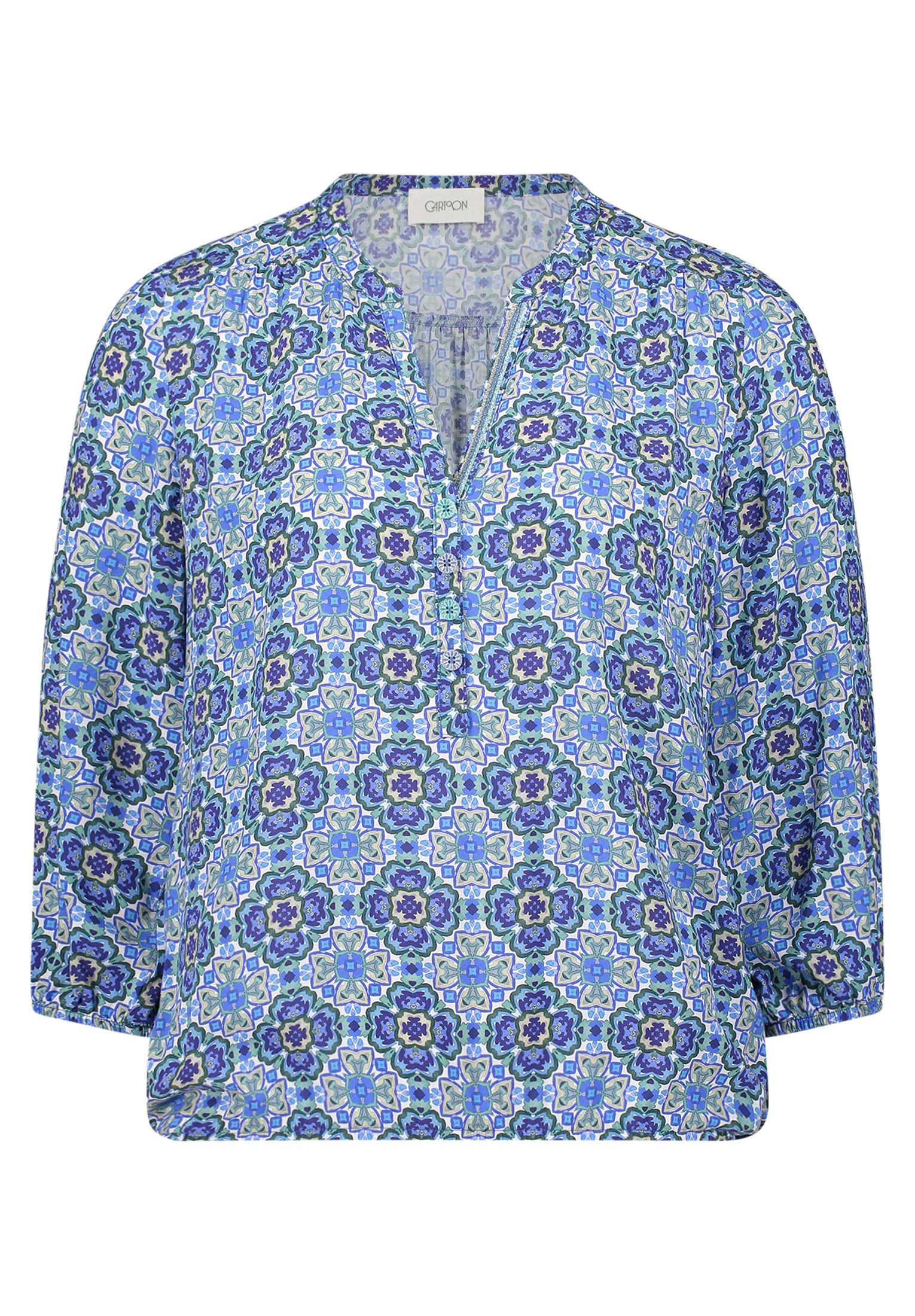 Cartoon Damen Blusen Blue/Green