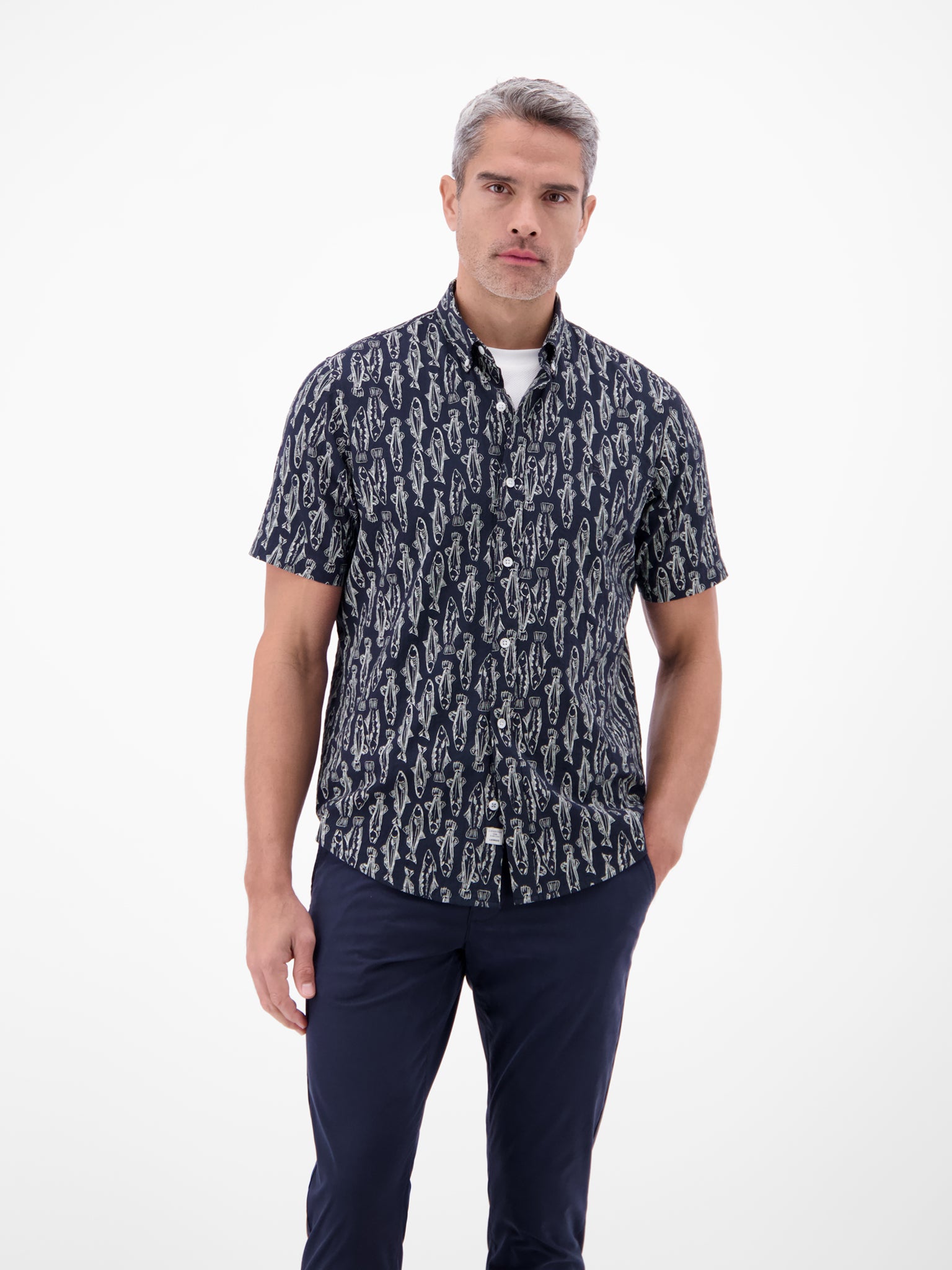 Lerros Herren Hemden kurz Classic Navy