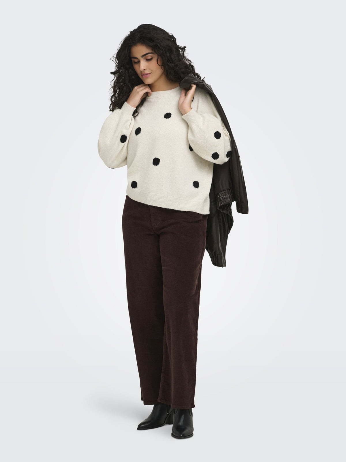 Only Carmakoma Damen Pullover Birch/Black/Mel