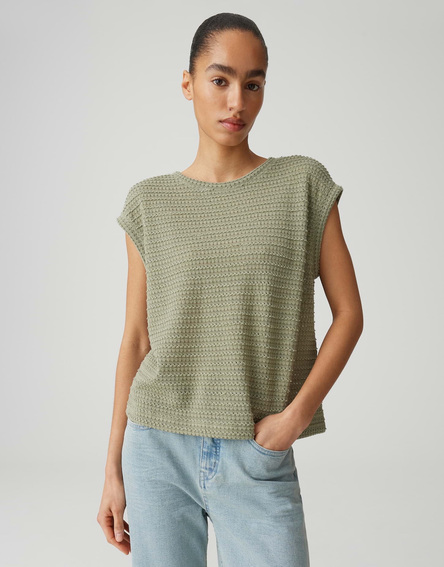 Opus Damen T-Shirts Pale Olive