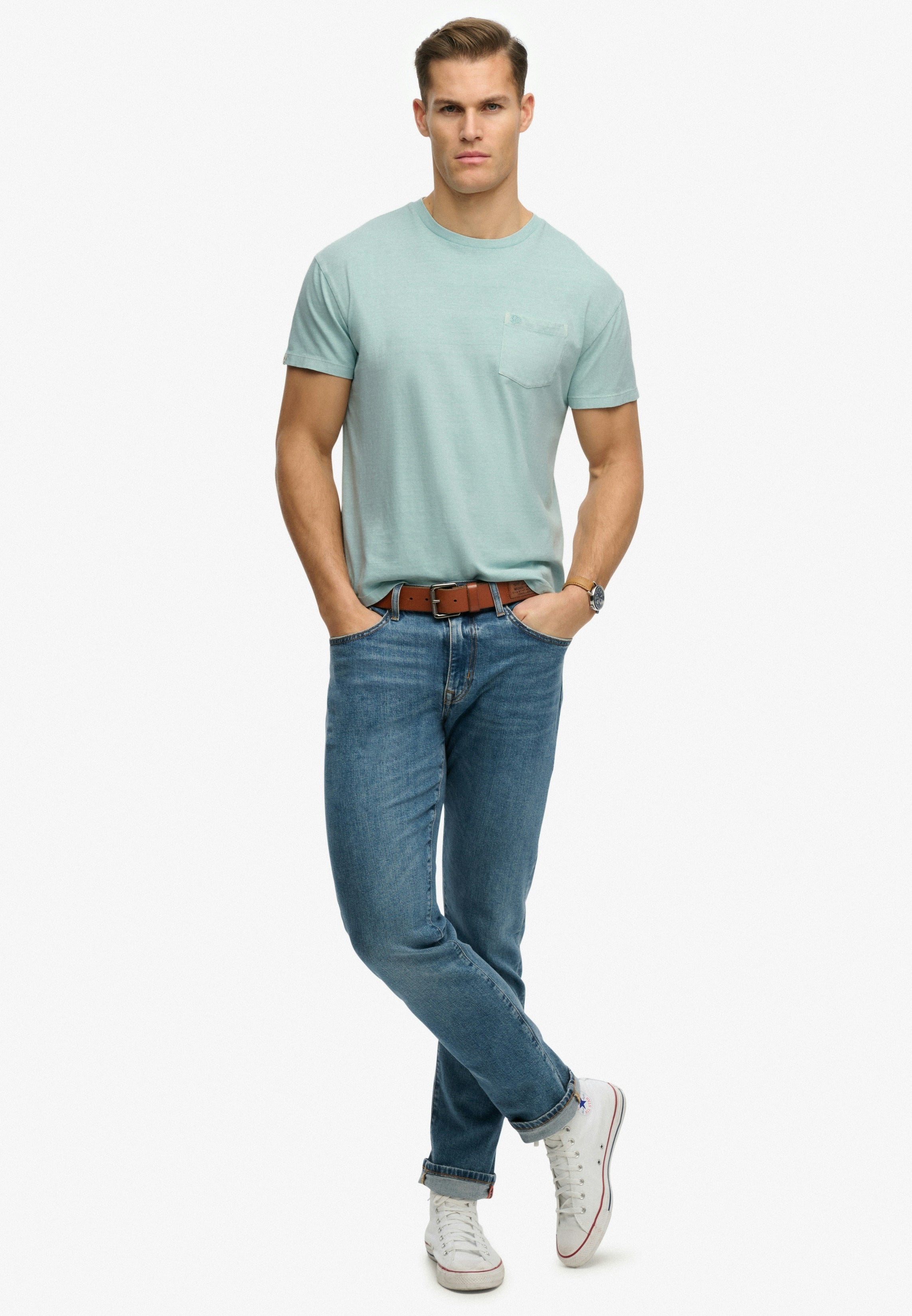 Superdry Men Herren T-Shirts kurz Wt Aquamarine