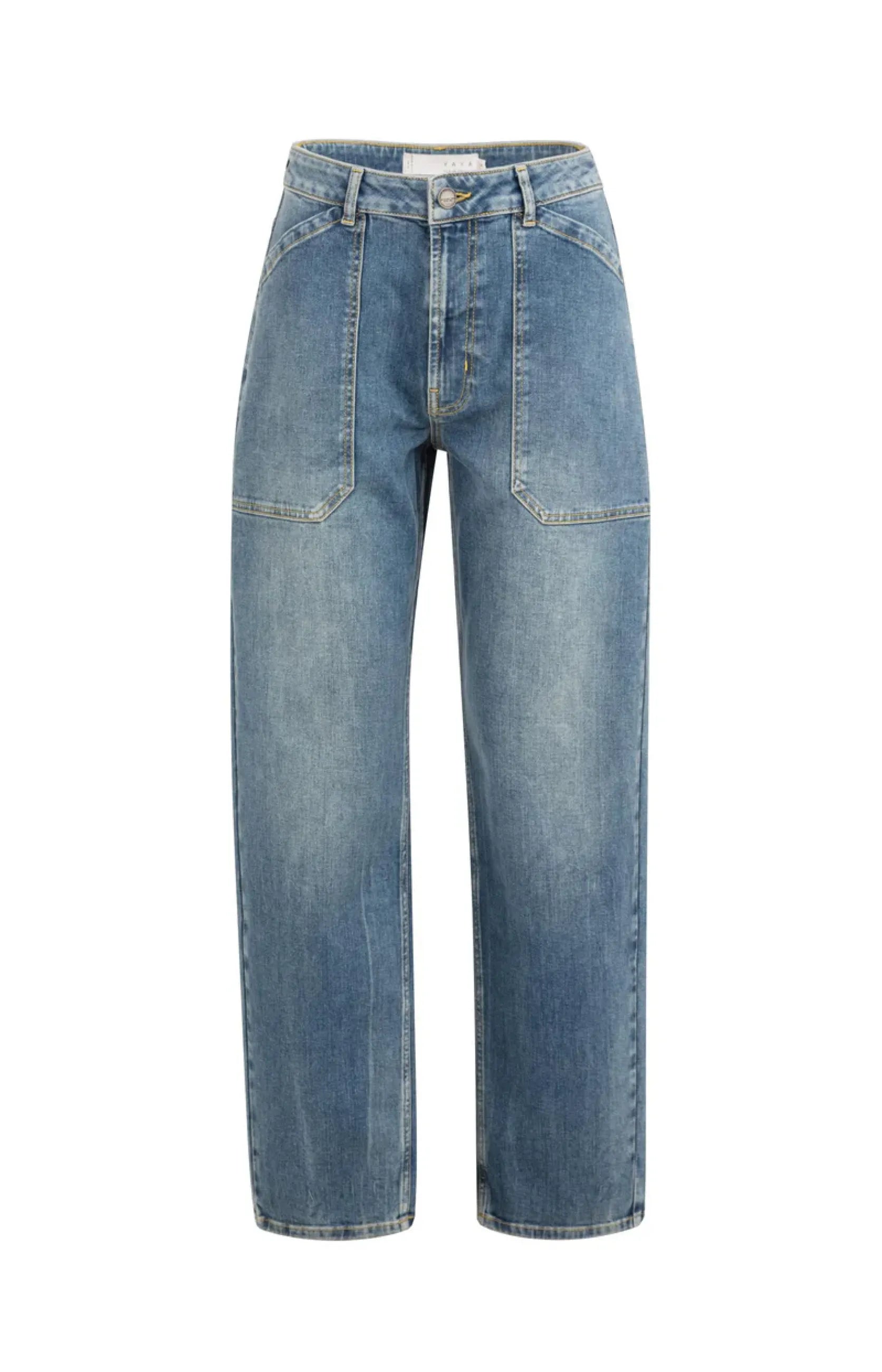 Cargo-Jeans mit niedrig angesetztem Schritt und weitem Bein
