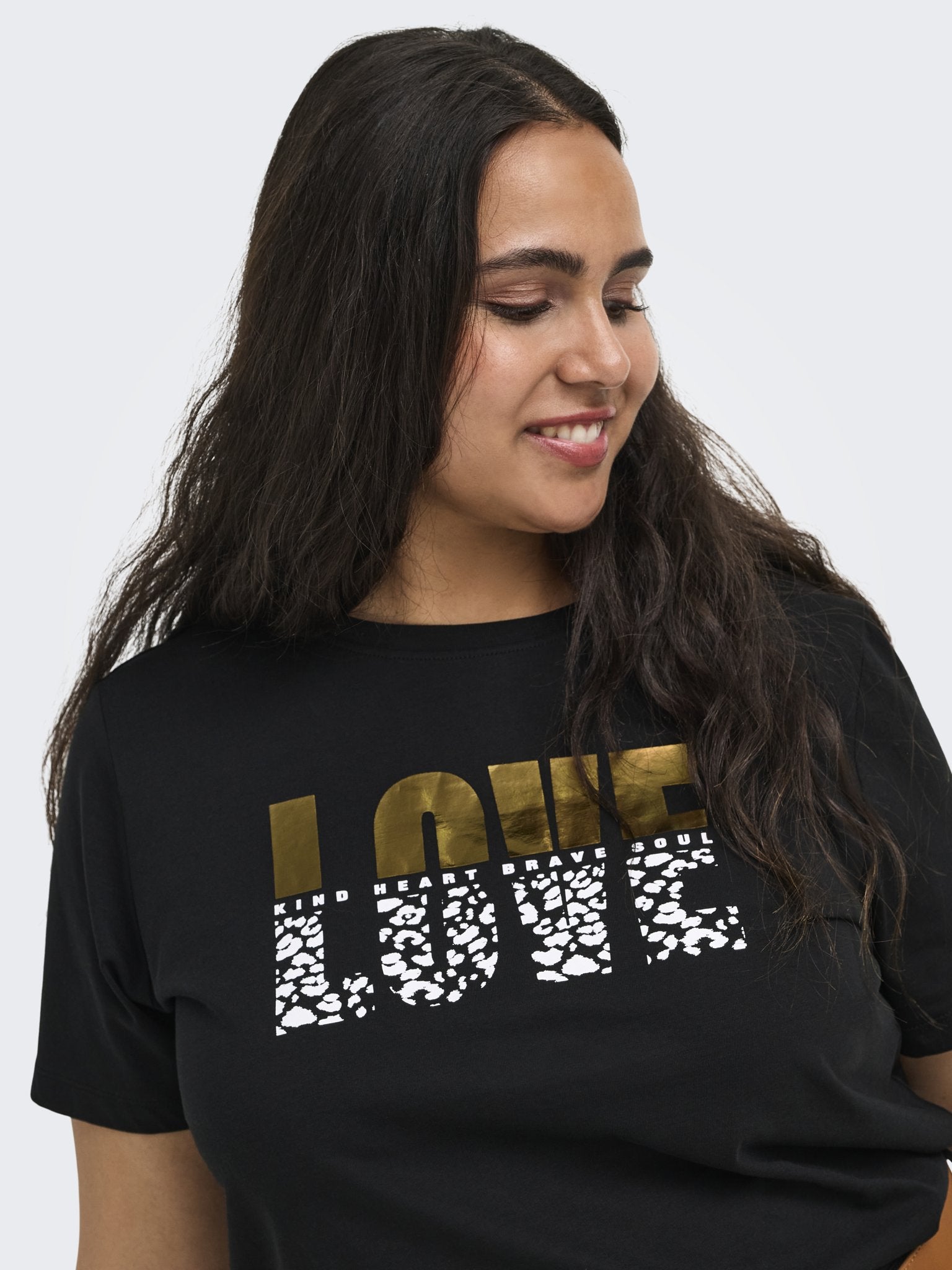 Only Caramkoma Damen T-Shirts Black/Love Leo
