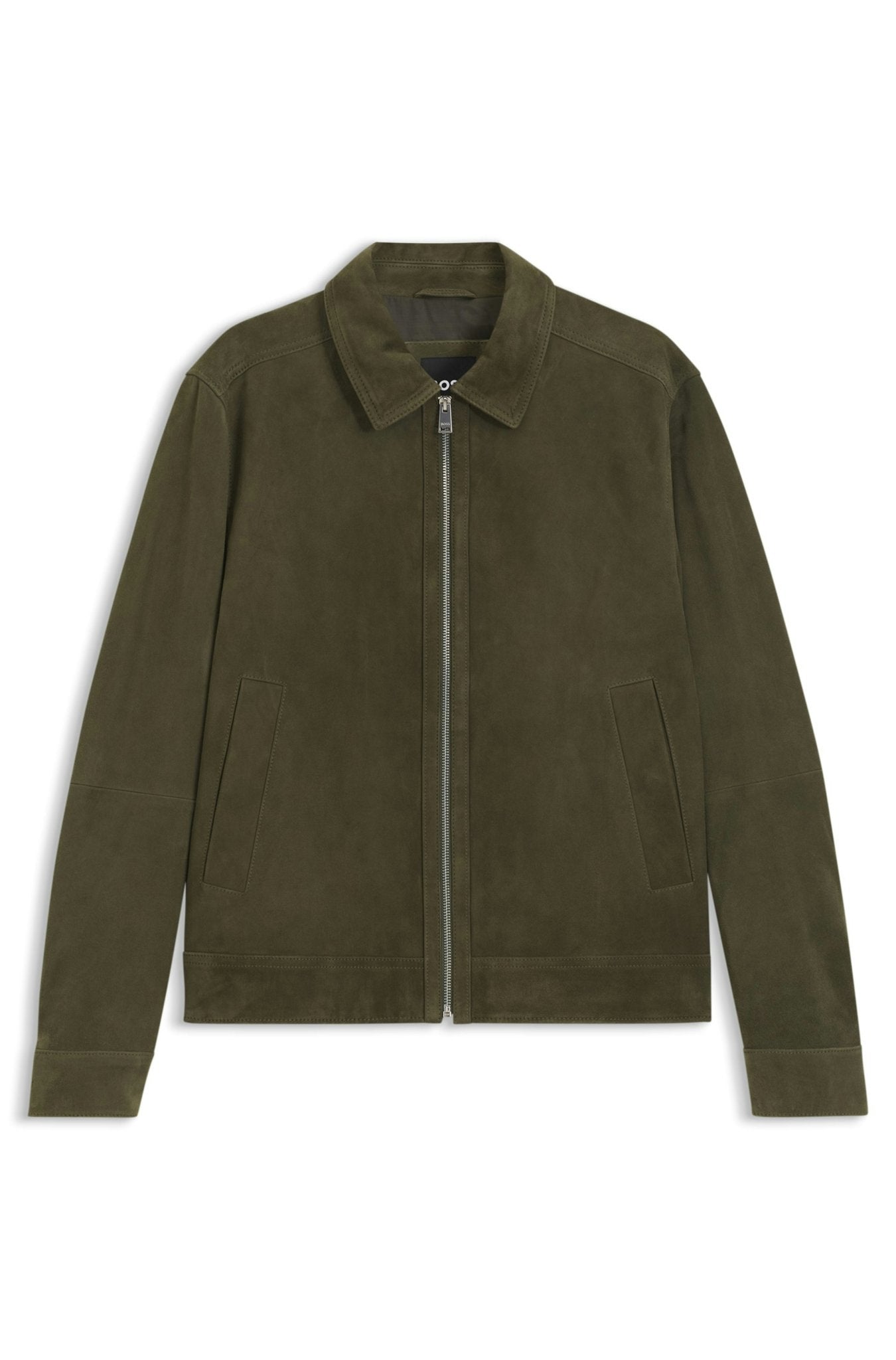 Boss Herren Lederjacken Open Green