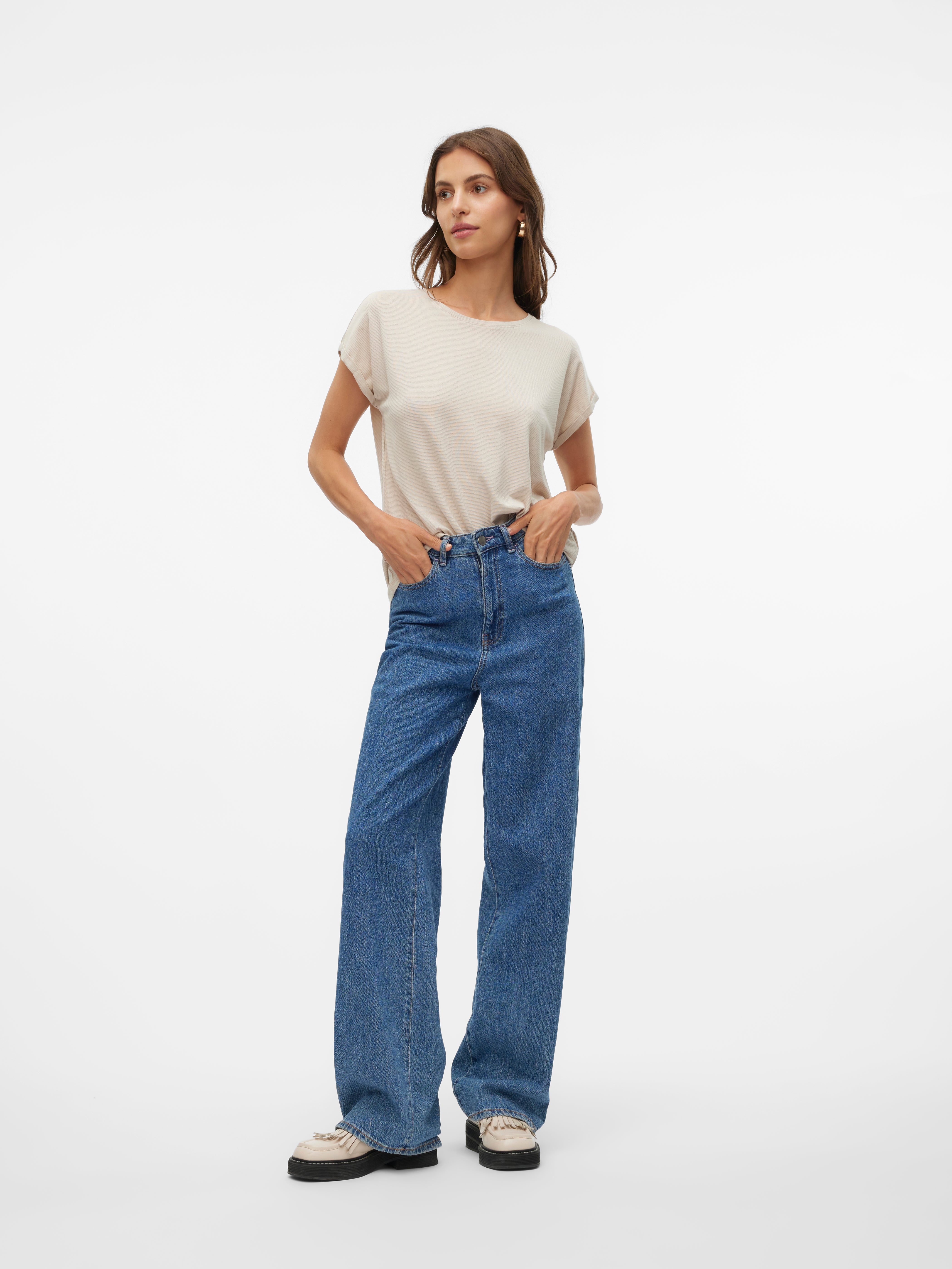 Vero Moda Damen T-Shirts Oatmeal/Gold Lu