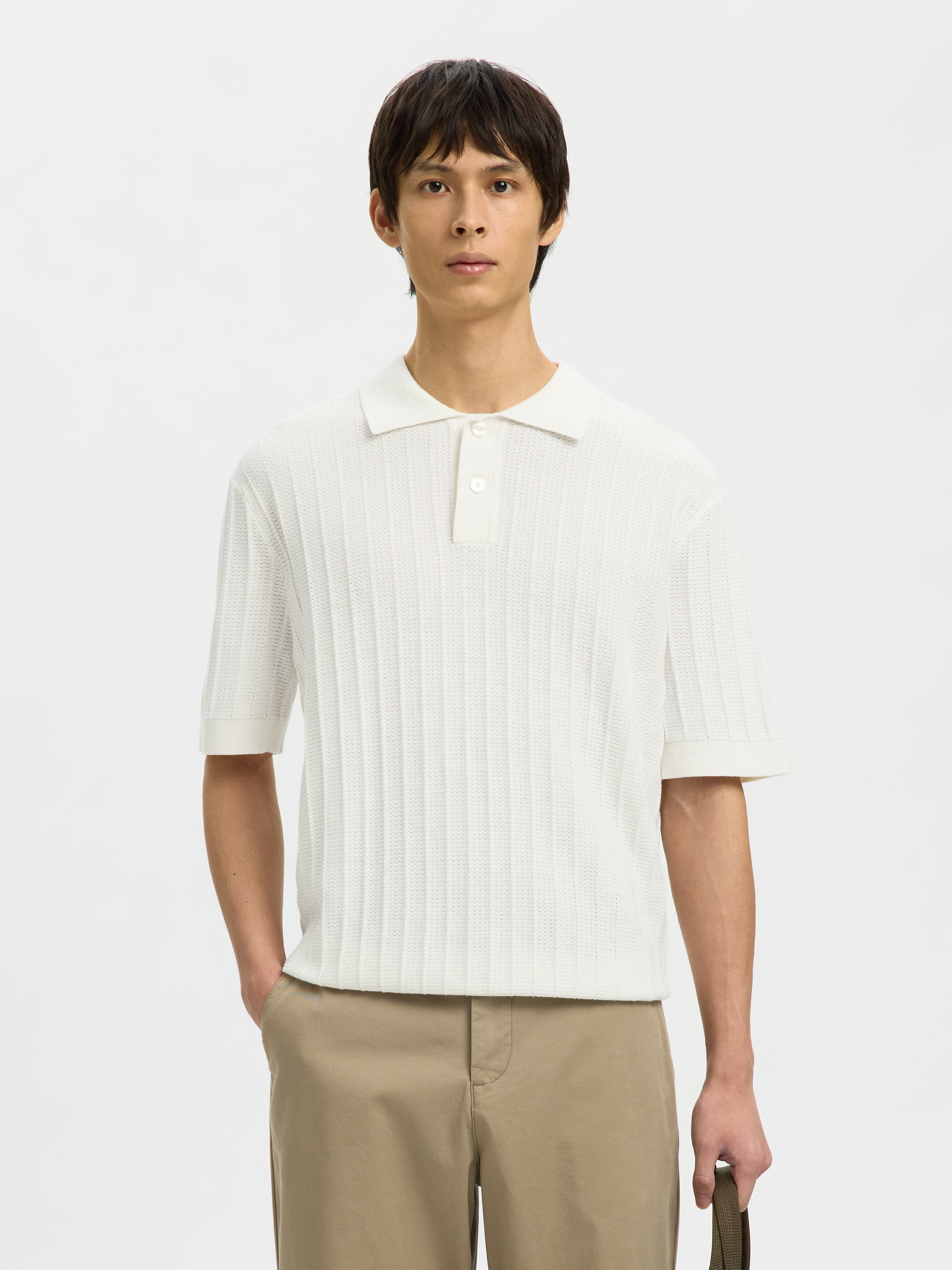 Selected homme Herren Polo-Shirts Egret