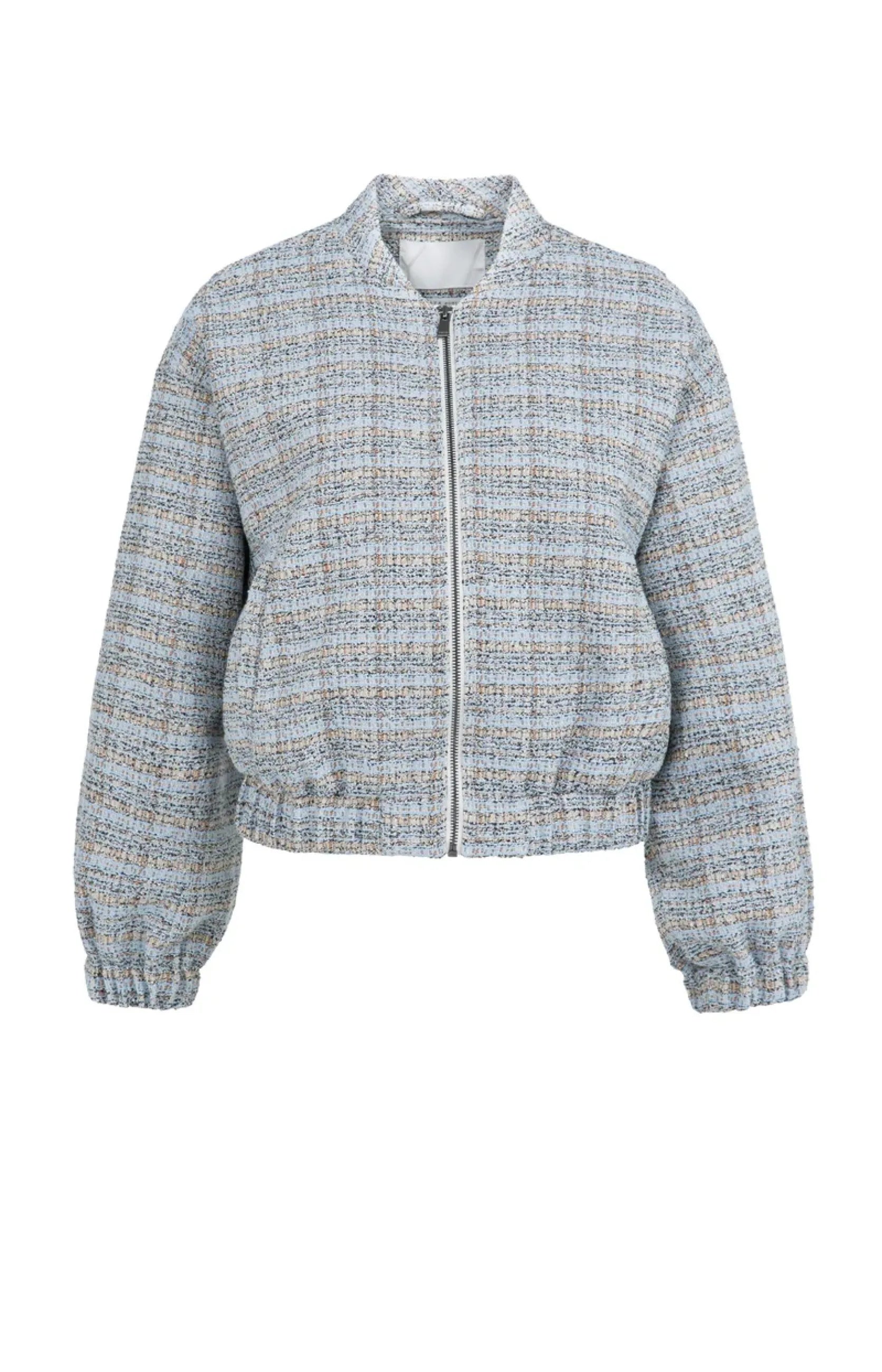 Boucléjacke mit elastischen Bündchen und elastischem Saum