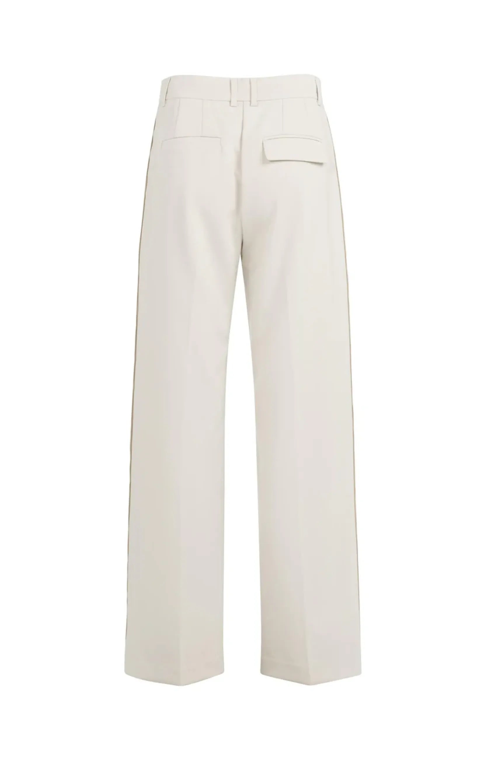 Gewebte Hose mit weitem Bein und Nahtdetails - Beige