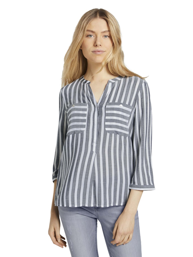 Tom Tailor Damen Blusen Offwhite Navy V