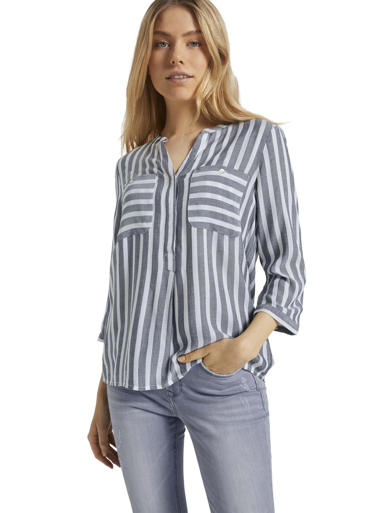 Tom Tailor Damen Blusen Offwhite Navy V