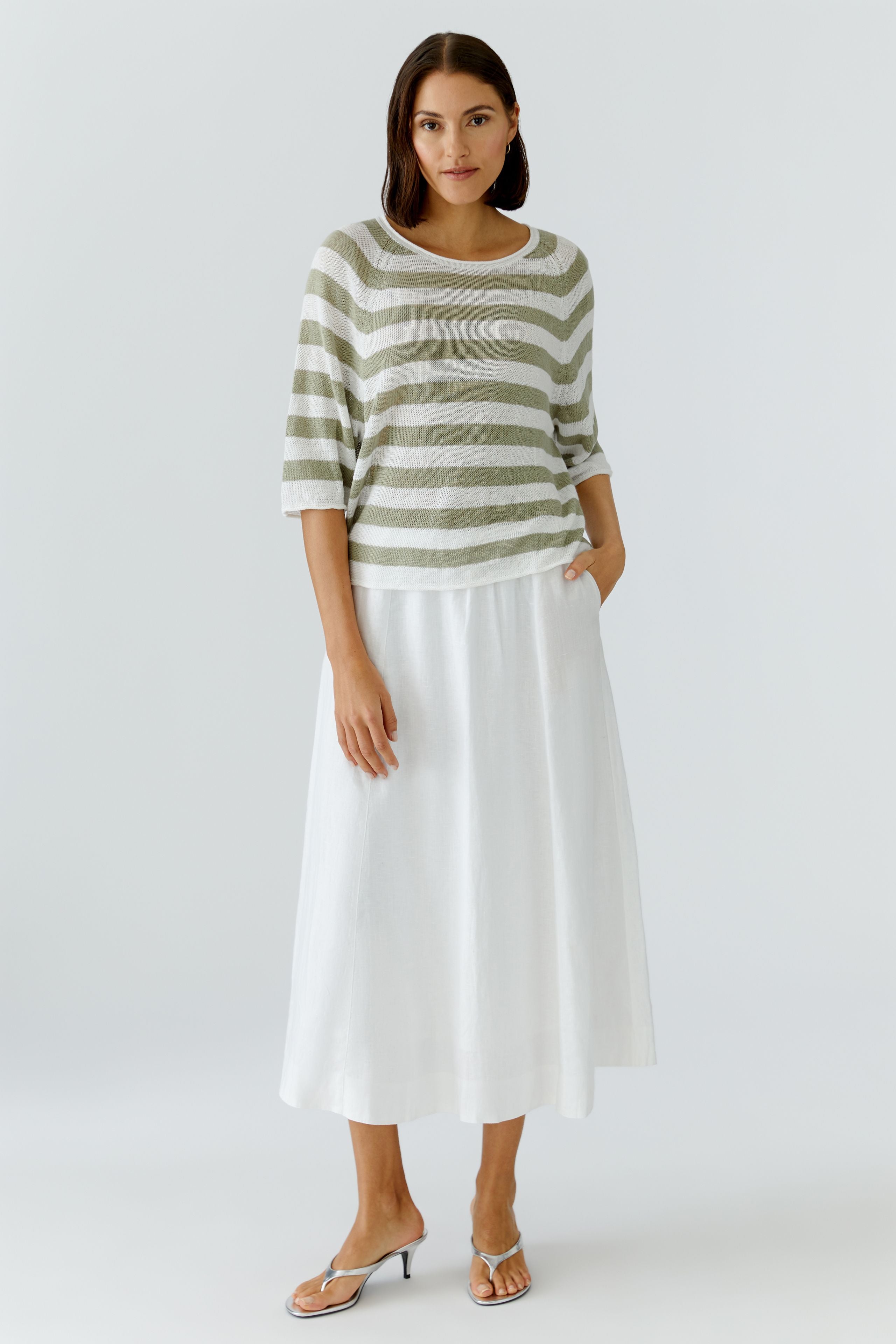 Oui Damen Pullover White Gree
