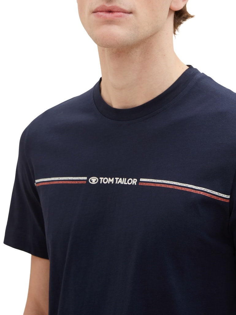 Tom Tailor Herren T-Shirts kurz Sky Captain Blu