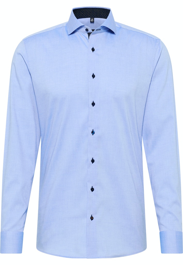 Eterna Herren Hemden lang Mittelblau