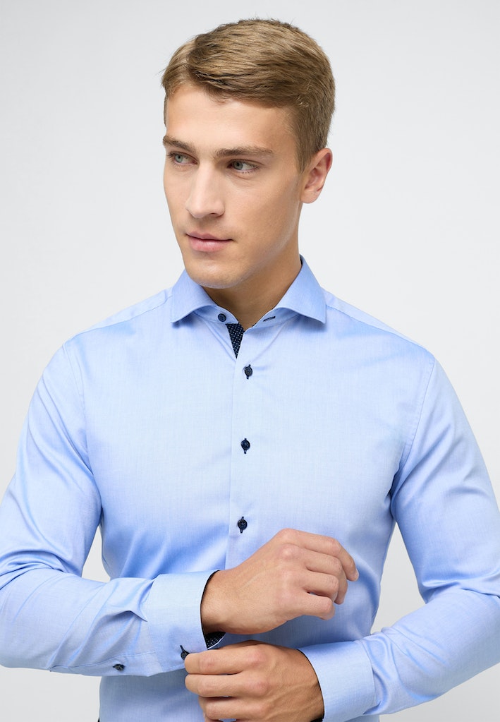 Eterna Herren Hemden lang Mittelblau