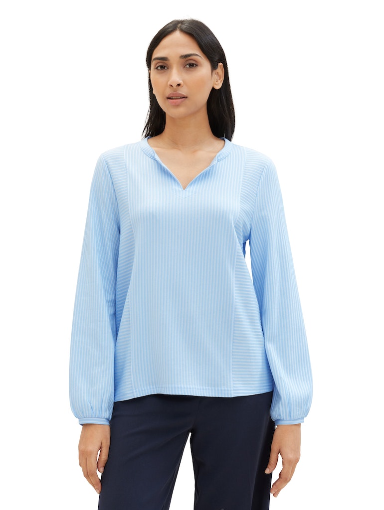 Tom Tailor Damen T-Shirts Blue White Thin
