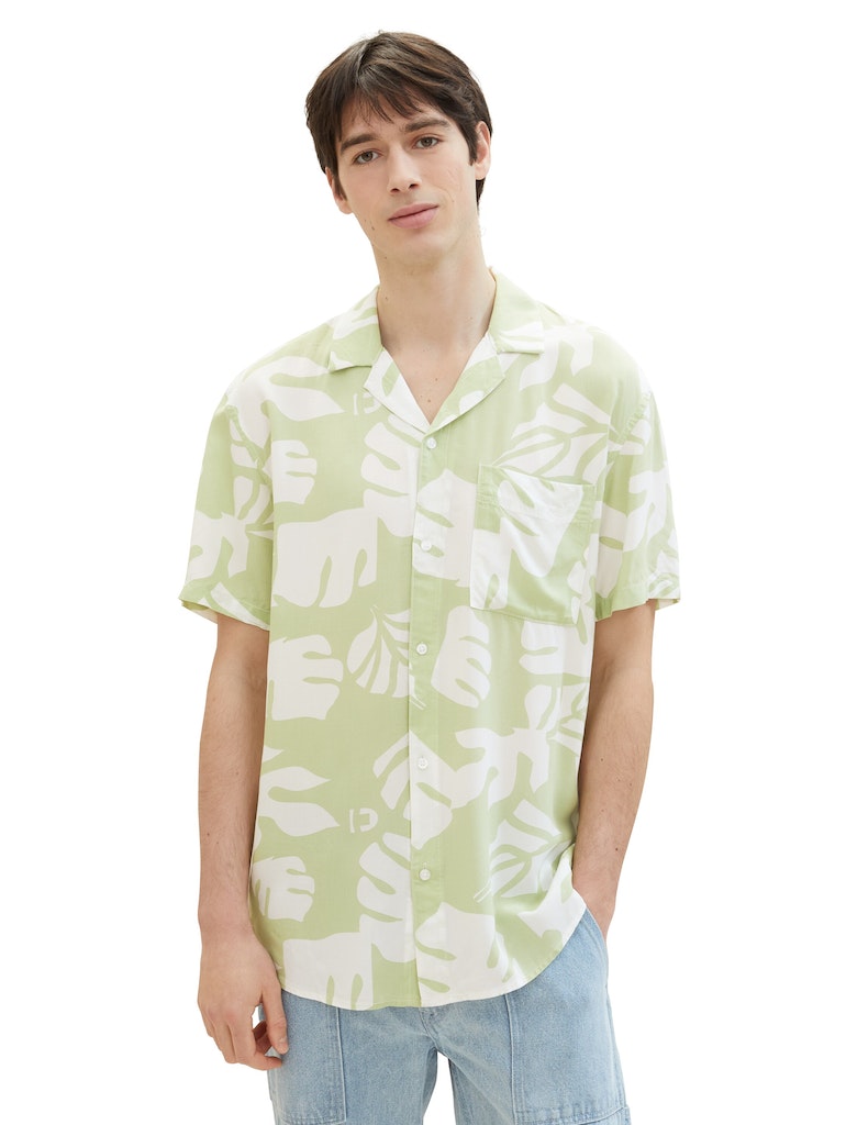 Tom Tailor denim Herren Hemden kurz Green White Big