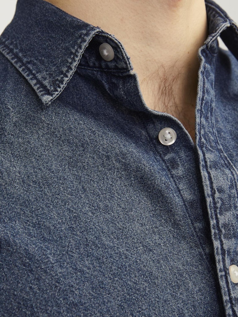 Jack & Jones Herren Hemden lang Dark Blue Denim