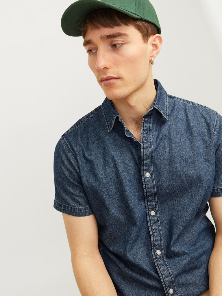 Jack & Jones Herren Hemden lang Dark Blue Denim
