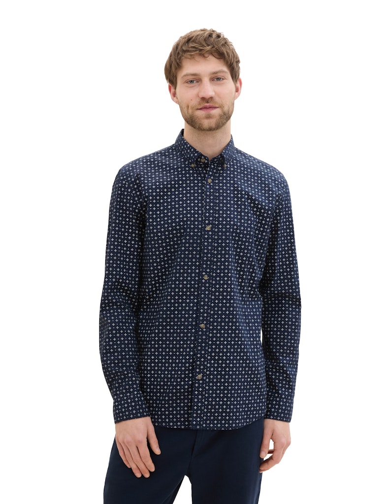 Tom Tailor denim Herren Hemden lang Navy White Mini