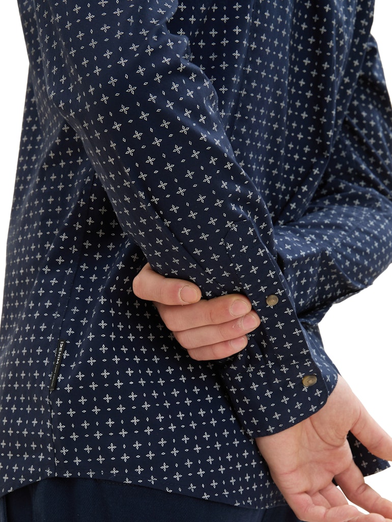 Tom Tailor denim Herren Hemden lang Navy White Mini