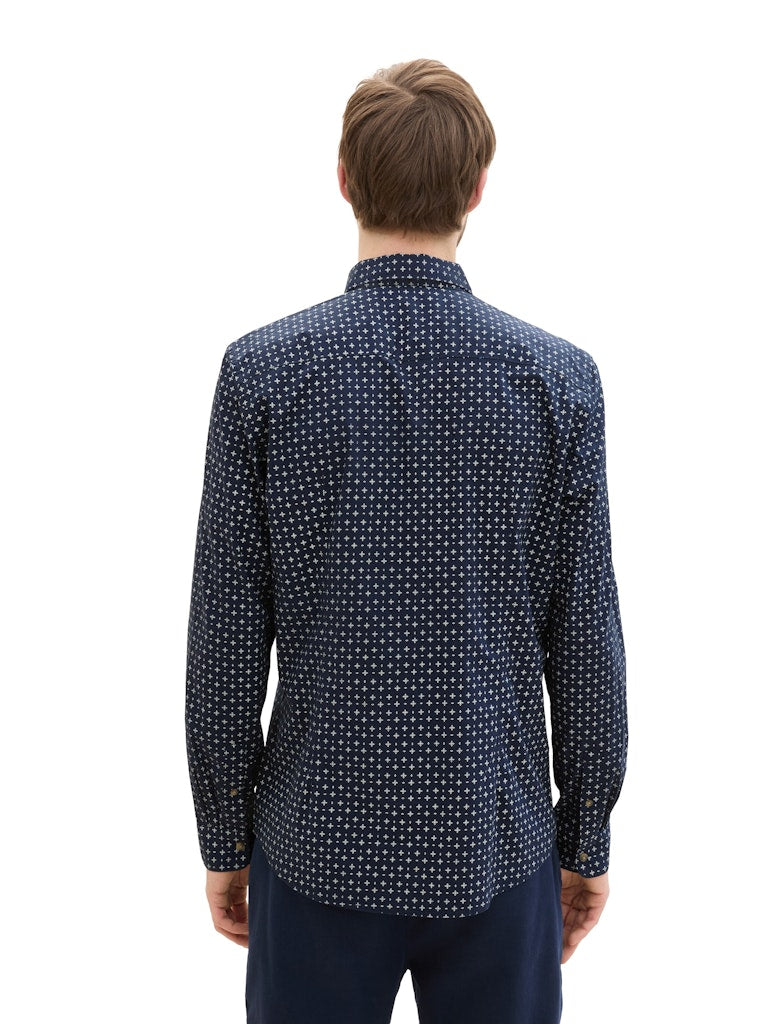 Tom Tailor denim Herren Hemden lang Navy White Mini