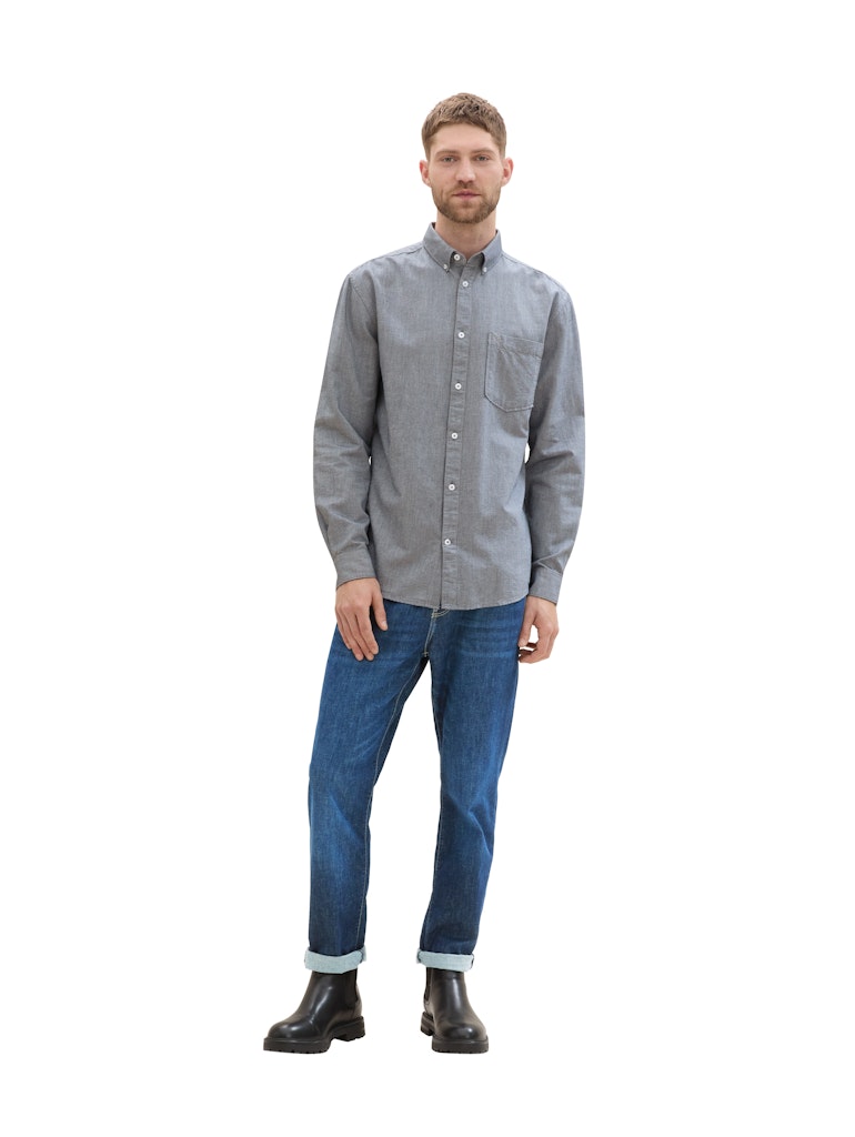 Tom Tailor Herren Hemden lang Navy Chambray