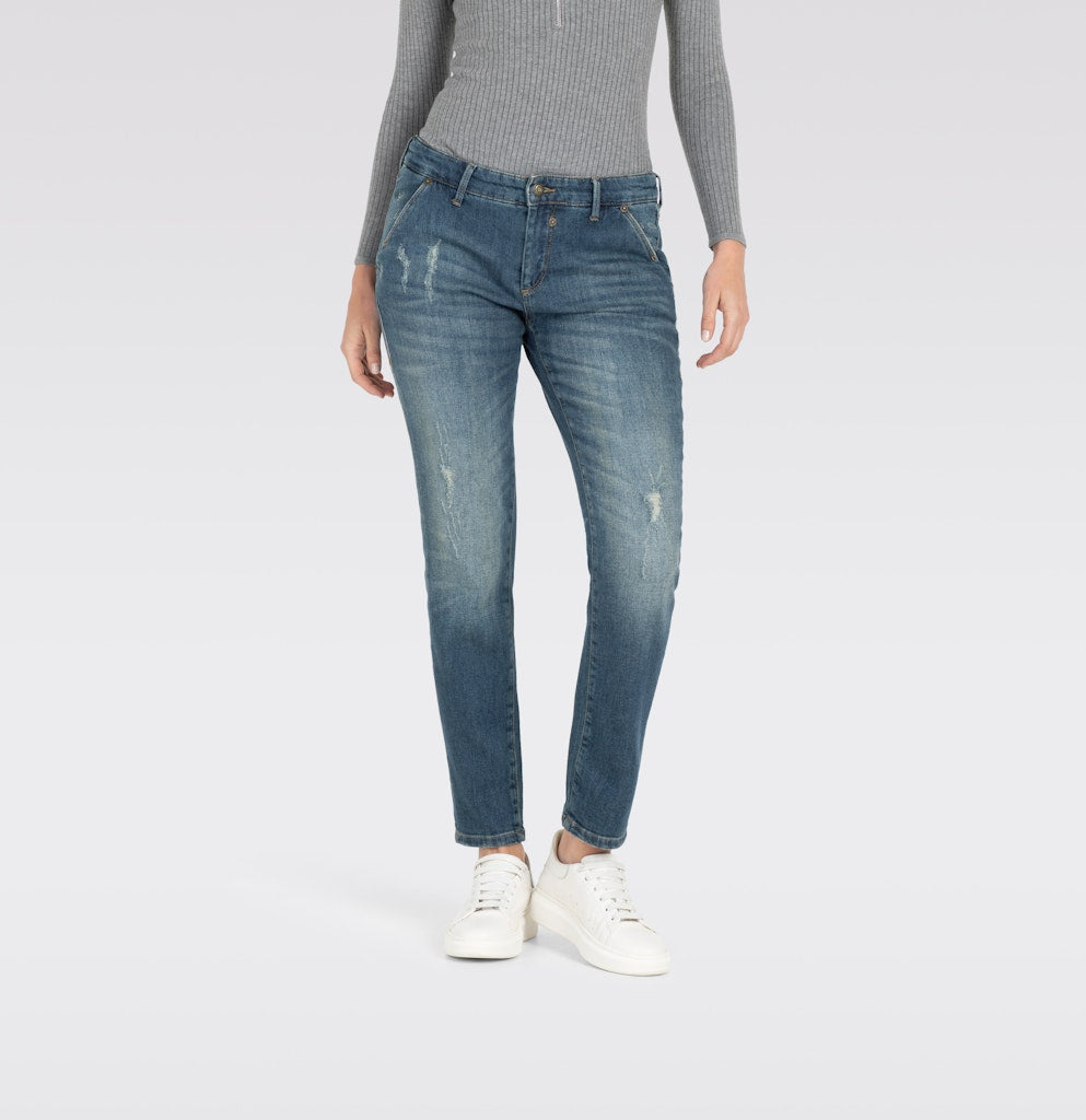 Mac Damen Jeans Green Destroyed