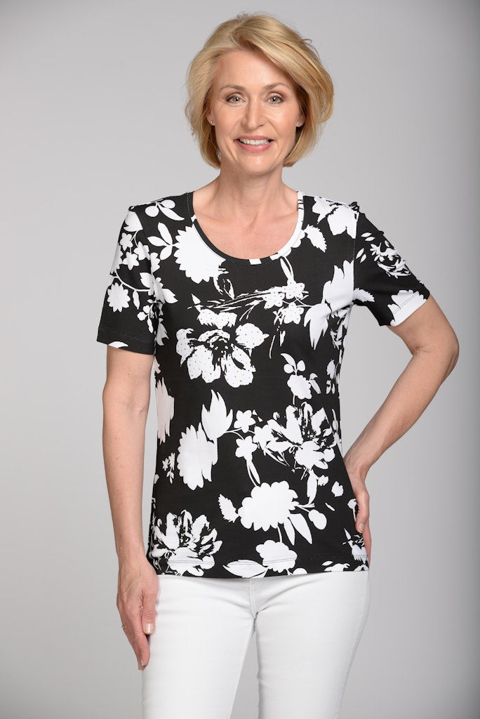 Clarina Damen T-Shirts Schwarz-Weiss