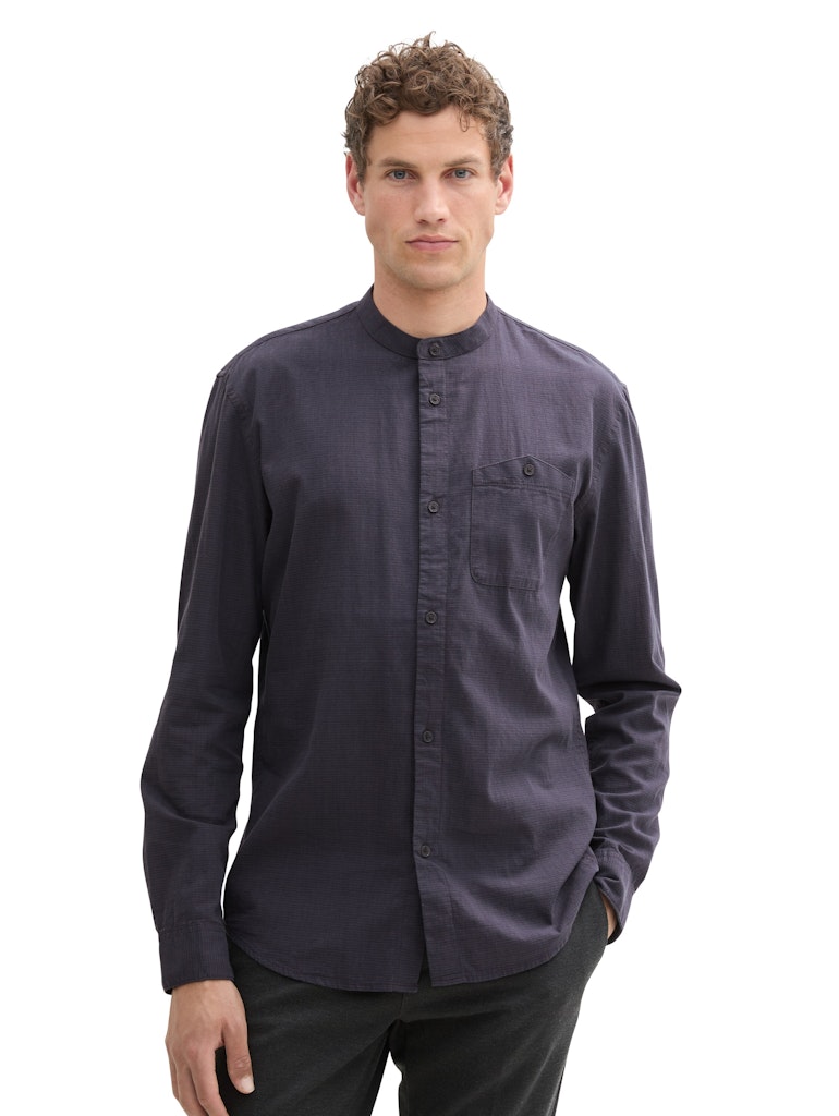 Tom Tailor denim Herren Hemden lang Navy Herringbon