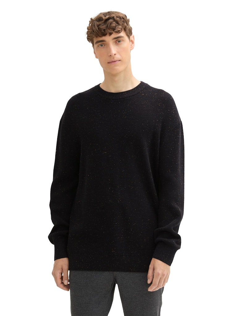 Tom Tailor denim Herren Pullover Black Multicolo